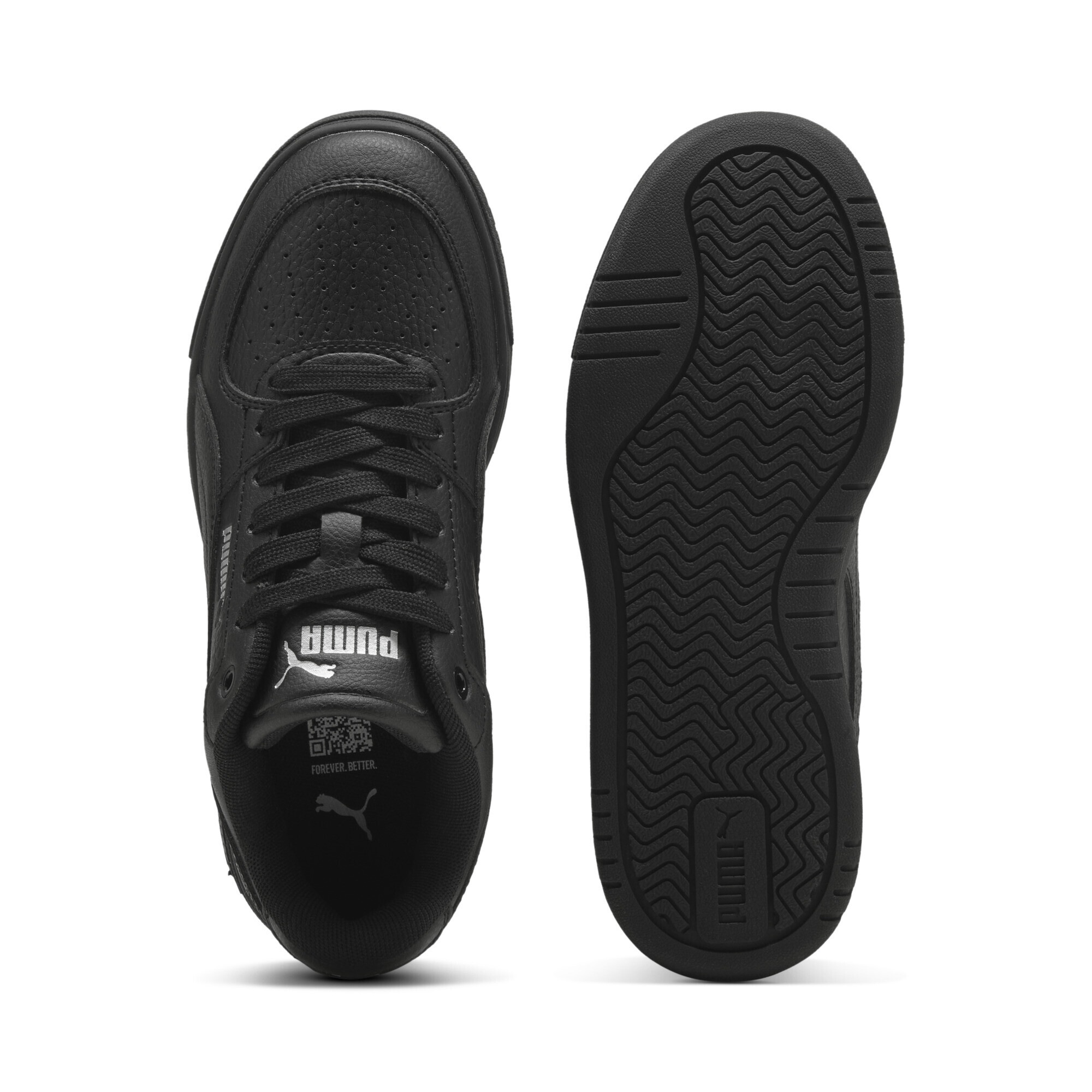 Sneaker PUMA "Caven III Sneakers Jugendliche", Damen, Gr. 37,5, schwarz silber metallic, Obermaterial: Textil, Synthetik; Futter: Textil; Innensohle: Textil, Keine Angabe; Laufsohle: Gummi, Schuhe Sneaker 3