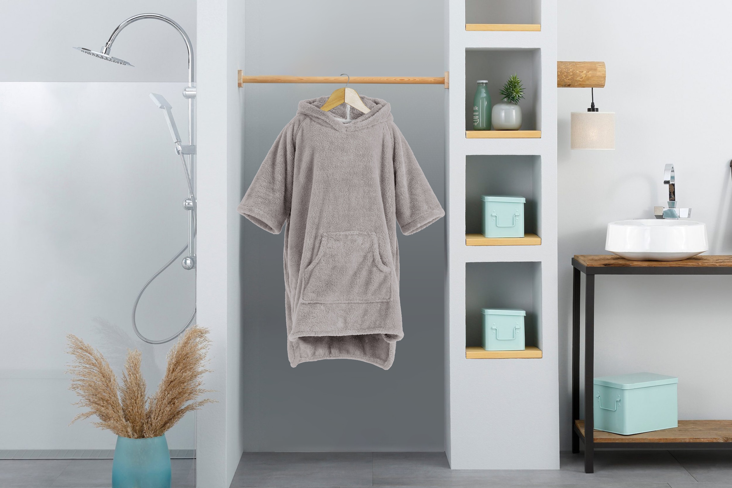 my home Badeponcho »Lillou, für Kinder, ideal für Urlaub oder im Schwimmbad«, (1 St.), weich und kuschelig, Fleece, plüsch, Surfponcho