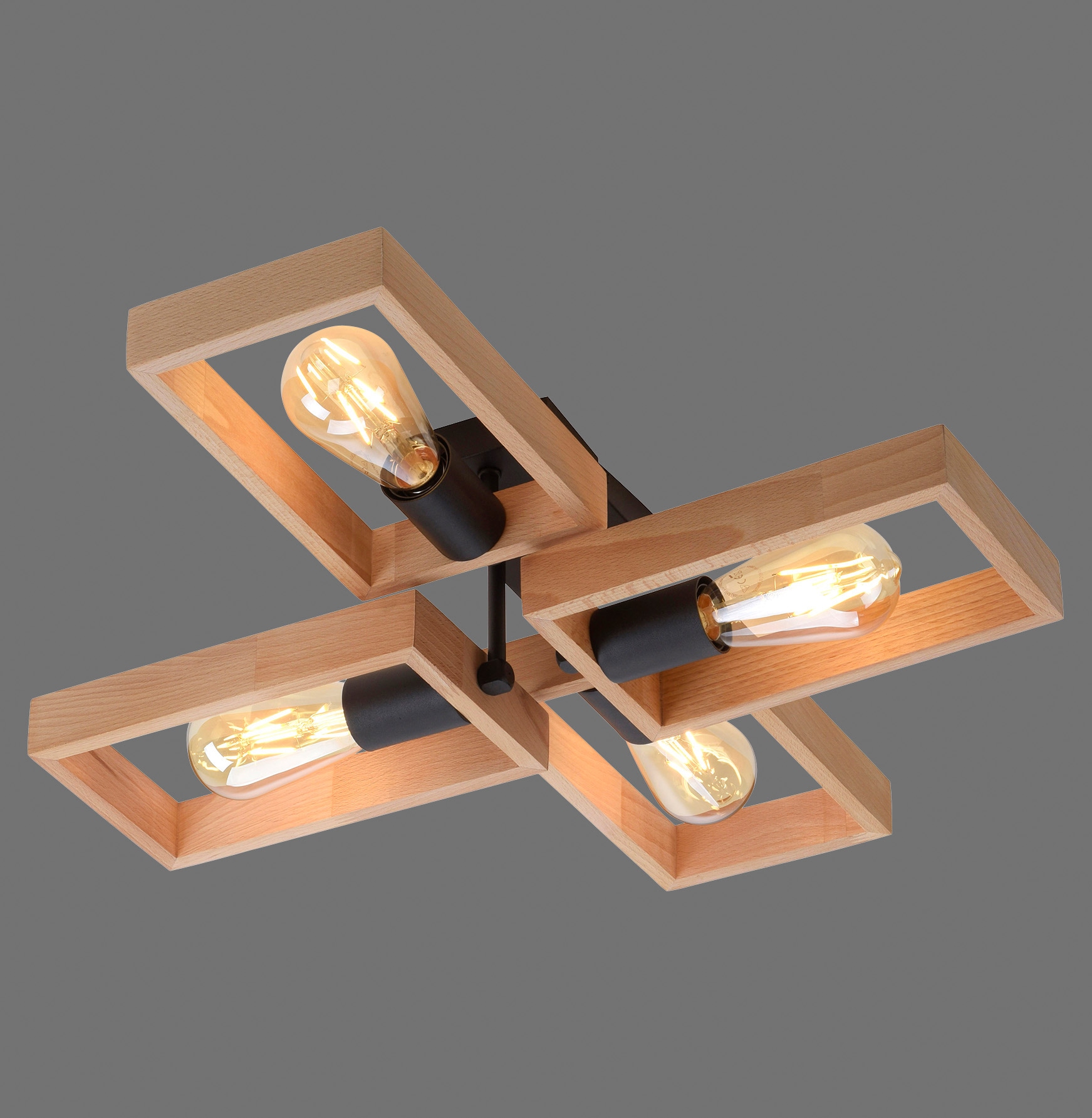Home Holz Leuchtmittel affaire Deckenlampe BAUR | »Nohen«, aus E27 4 für Deckenleuchte flammig-flammig, geeignet (Akazienholz),