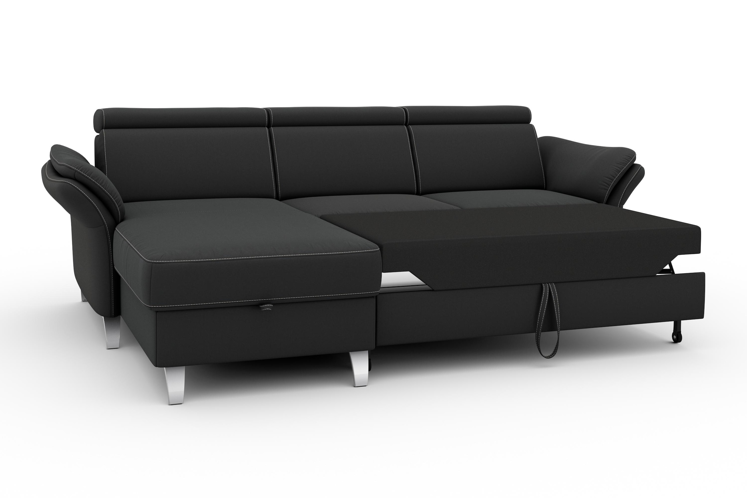 sit&more Ecksofa »Vincenzo L-Form«, inklusive Kopfteilverstellung, wahlweise mit Bettfunktion, Bettkasten