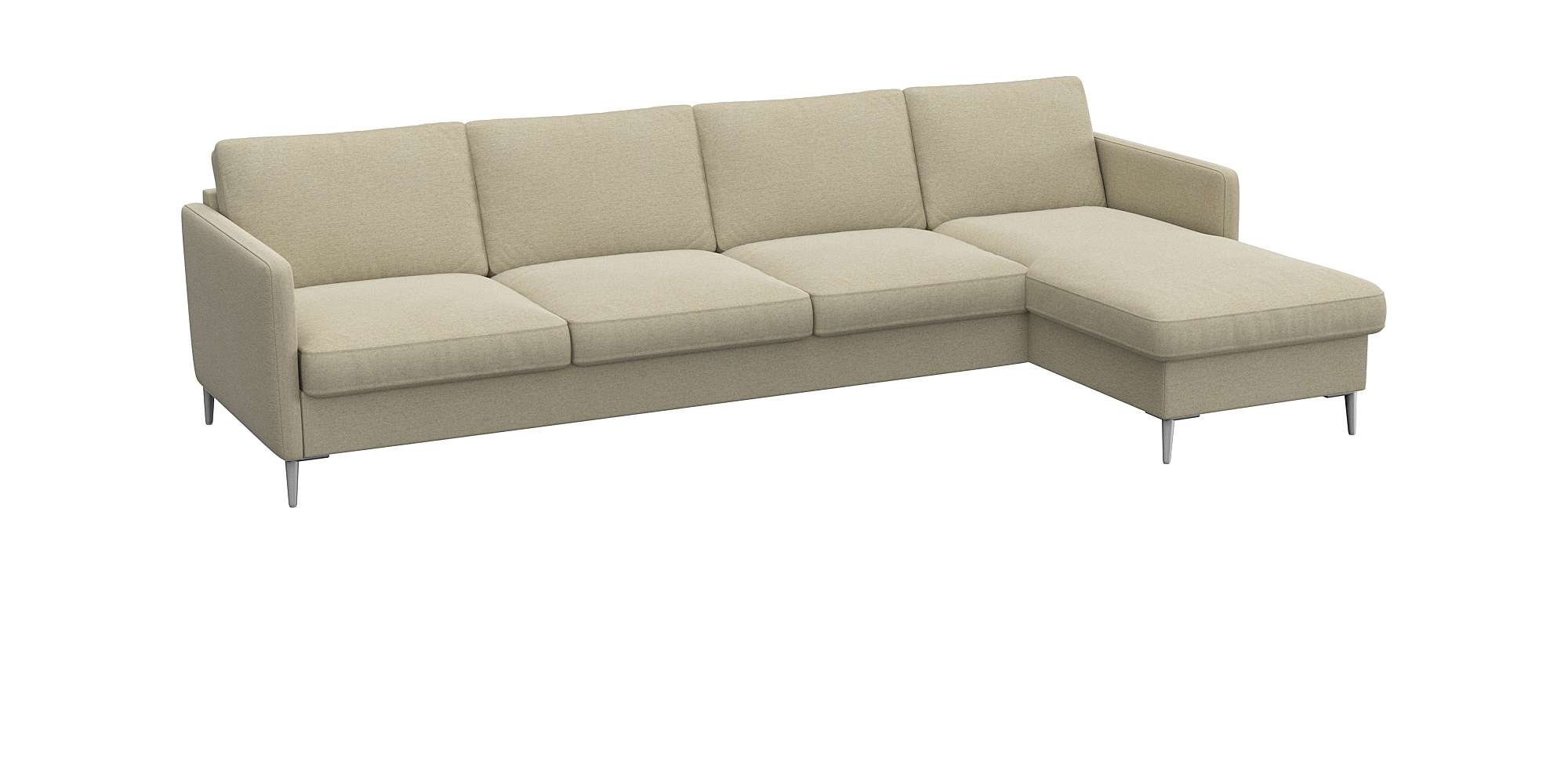 FLEXLUX Ecksofa »Fiore, L-Form, bequem und komfortabel durch hochwertigem Sitzaufbau«, schmale Armlehnen, Kaltschaum, Füße Alu