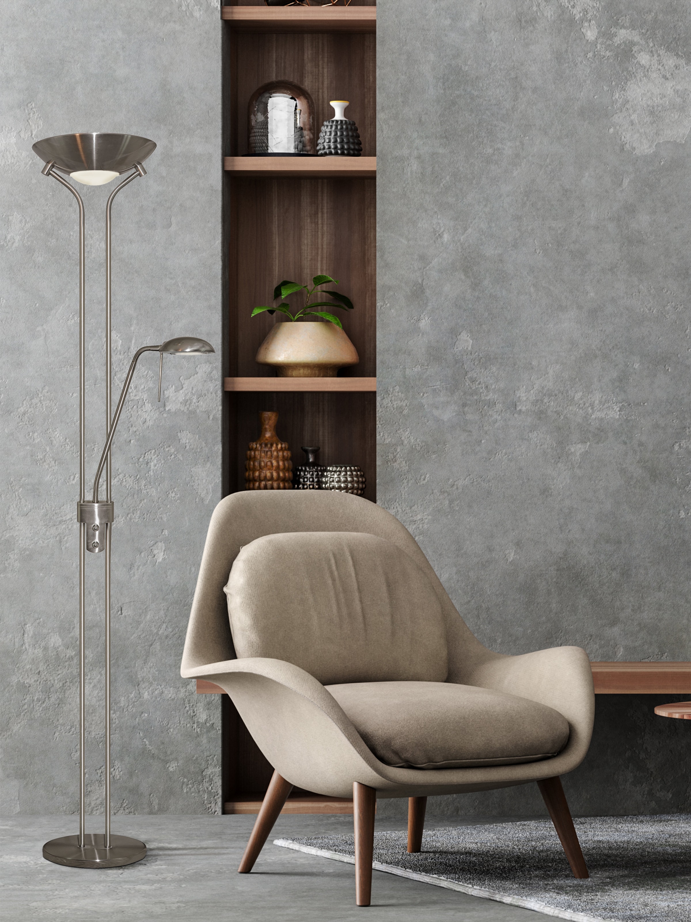 Searchlight Stehlampe »Mother and Child Stehleuchte - Satin, Silber & Glas« R7s 1 Stk.
