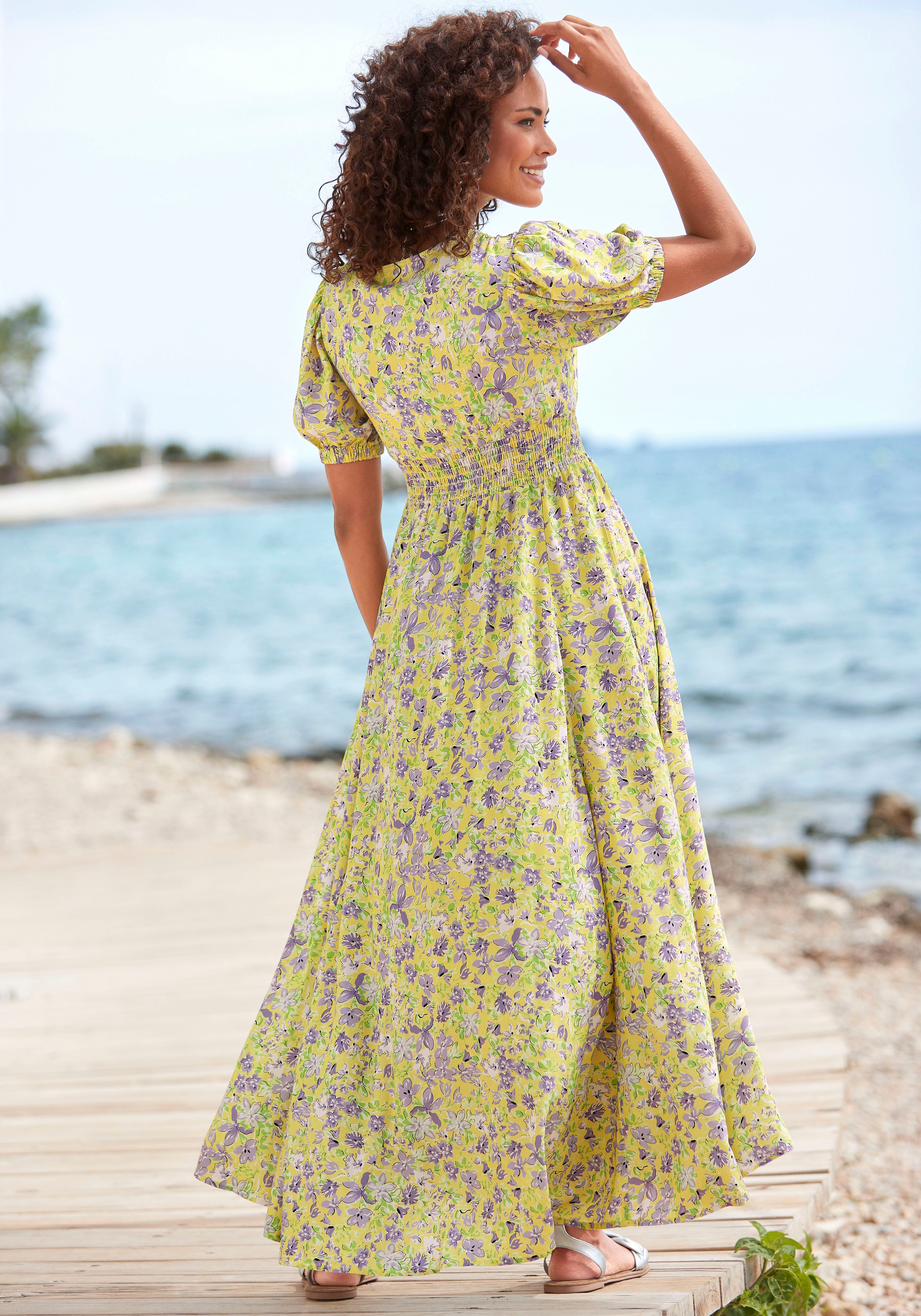 Maxikleid kleinem Beachtime Blumendruck mit