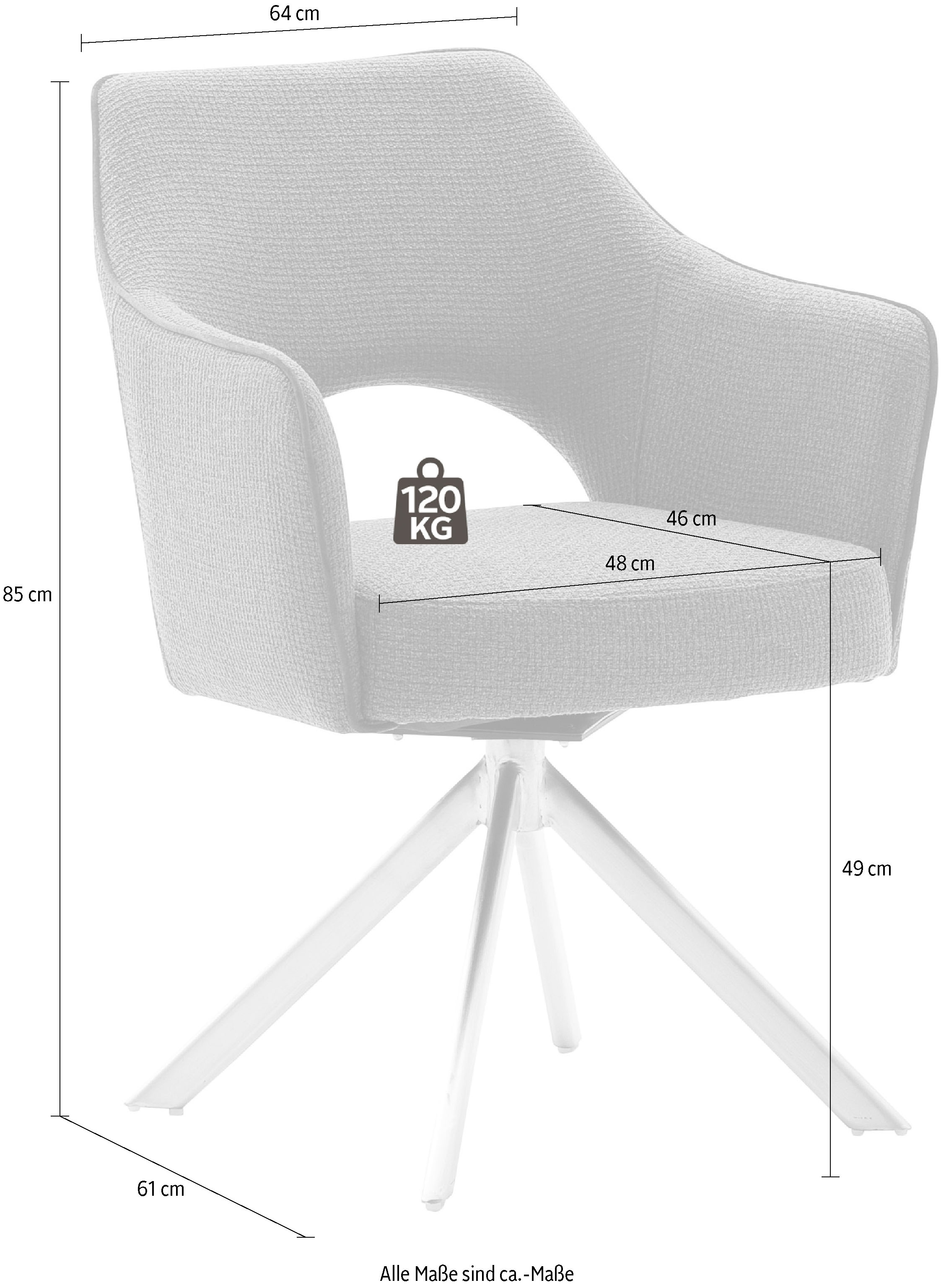 MCA furniture 4-Fußstuhl »Tonala«, (Set), 2 St., Velourstoff grob, (2er-Set), 180° drehbar, Belastbarkeit 120 kg, Sitzhöhe ca. 49 cm