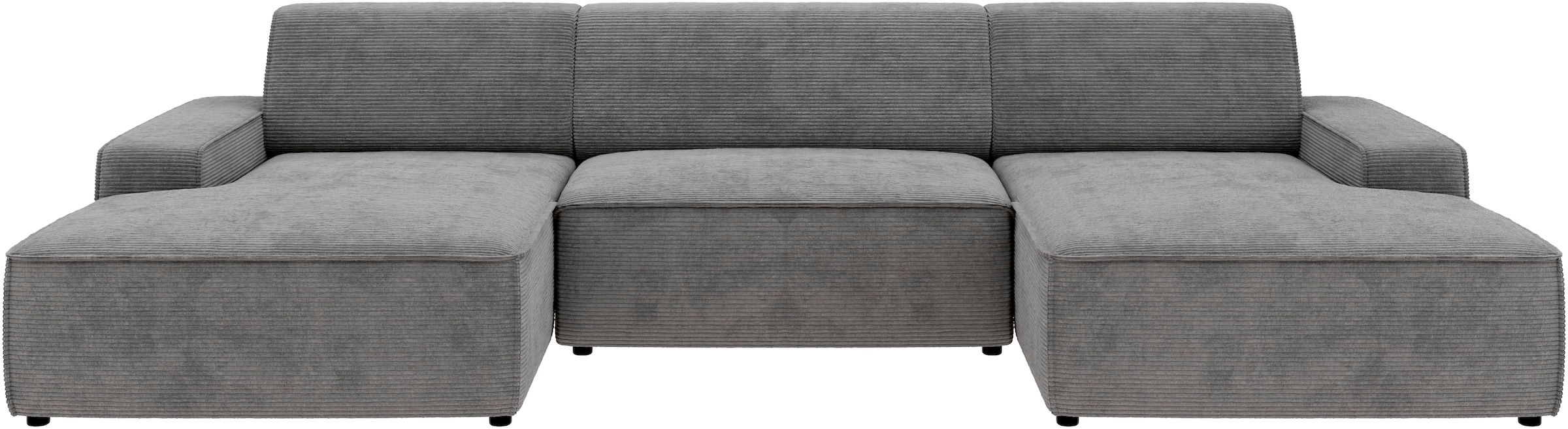 TRENDMANUFAKTUR Wohnlandschaft »Graz, wahlweise mit Sitzvorschub und Bettkasten, U-Form, Breite 329 cm«, in Cord-, haustierfreundlichem LEO Struktur- oder LUMOS-3D-Bezug