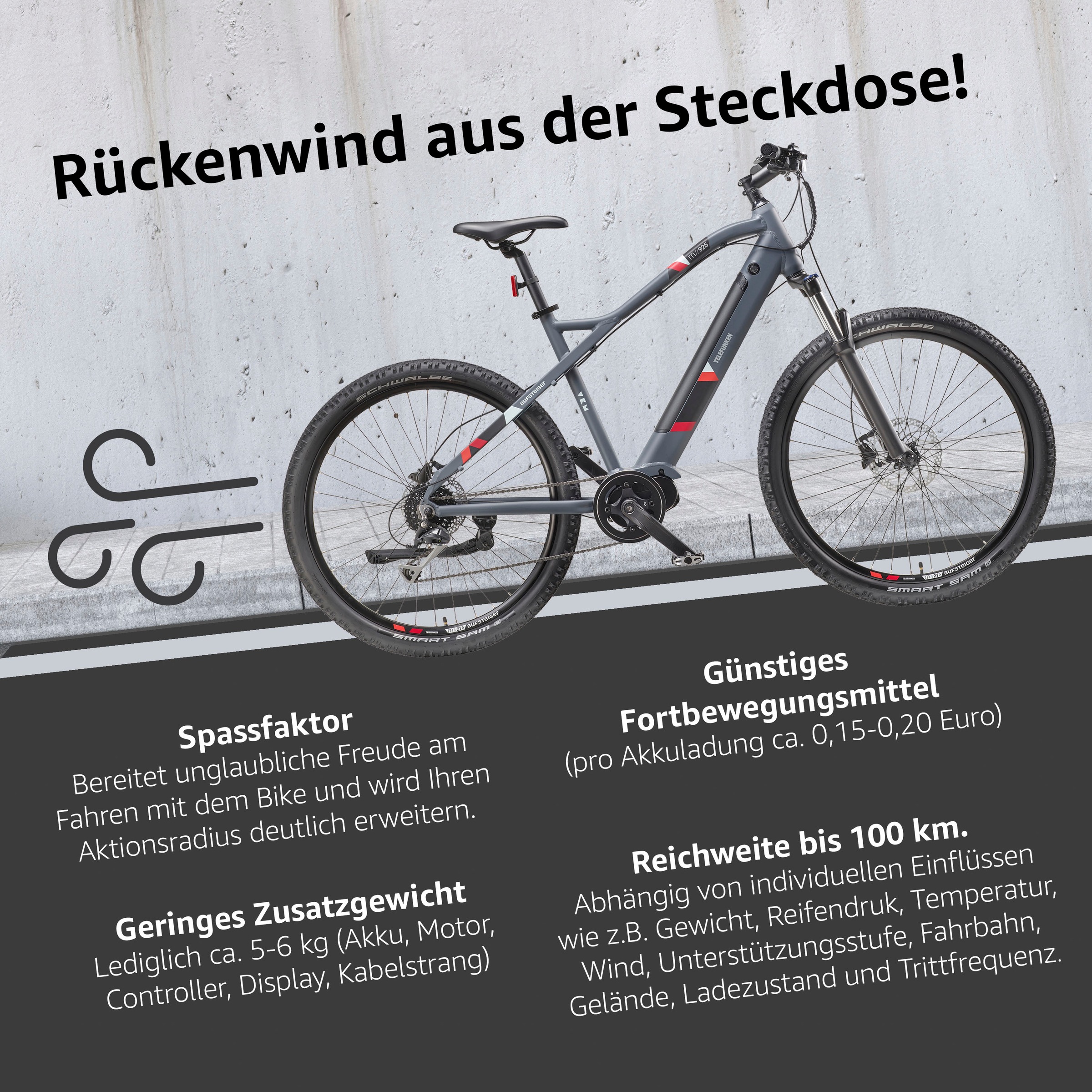 Telefunken E-Bike »Aufsteiger M925«, 8 Gang, Shimano, Acera, Mittelmotor 250 W, Pedelec, Elektrofahrrad für Damen u. Herren, MTB, Mountainbike