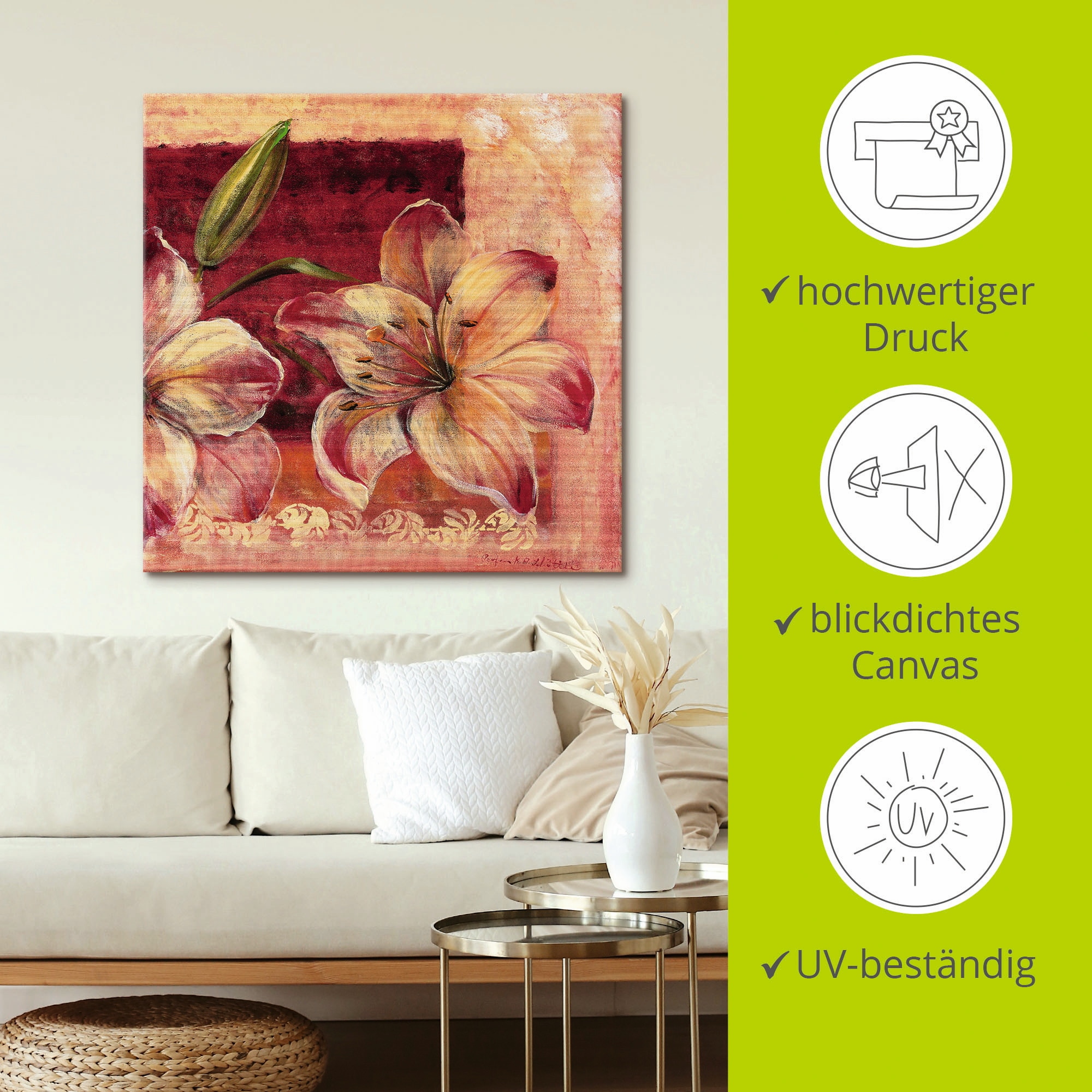 Artland Leinwandbild »Klassische Blumen IV«, Blumen, (1 St.), auf Keilrahmen gespannt