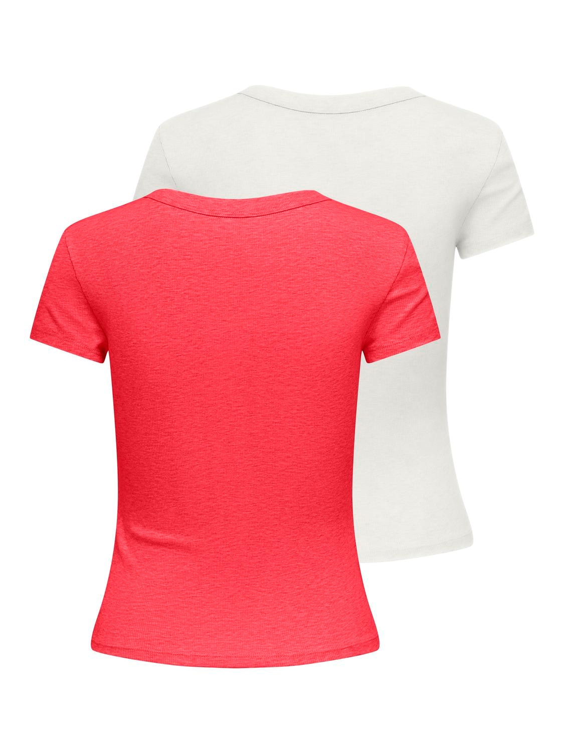 Only Kurzarmshirt "Onleasy S/S Top Cs Jrs 2 Pack" Packung, 2 Baumwollmischung, Regular Fit