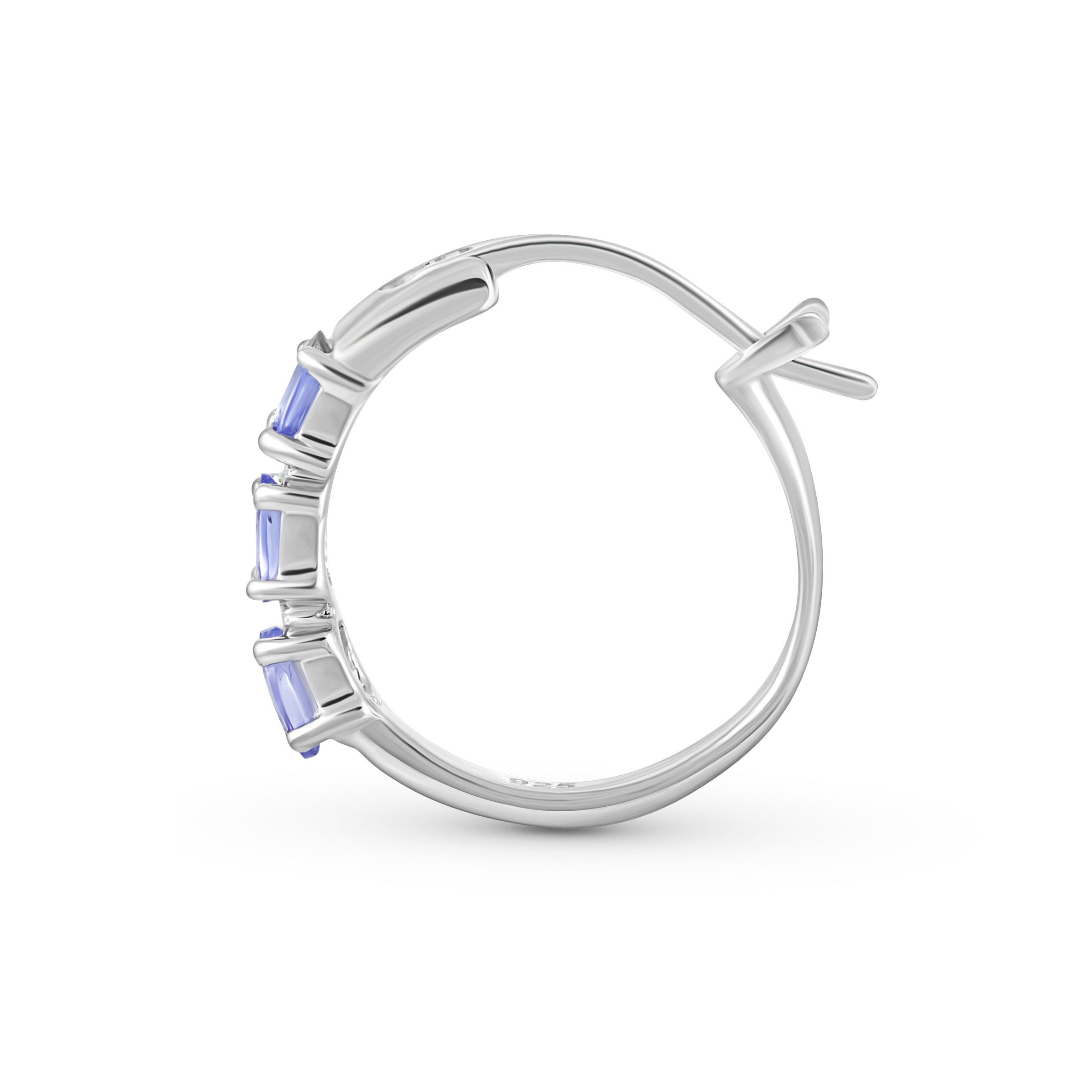 Paar Creolen VIRA JEWELS "Silber 925 rhodiniert mit 6 natürlichen violetten Tansaniten", weiß (weiß, violett), Ohrringe, Damen, one-size, 1,02, Silber 925 (Sterlingsilber) 3