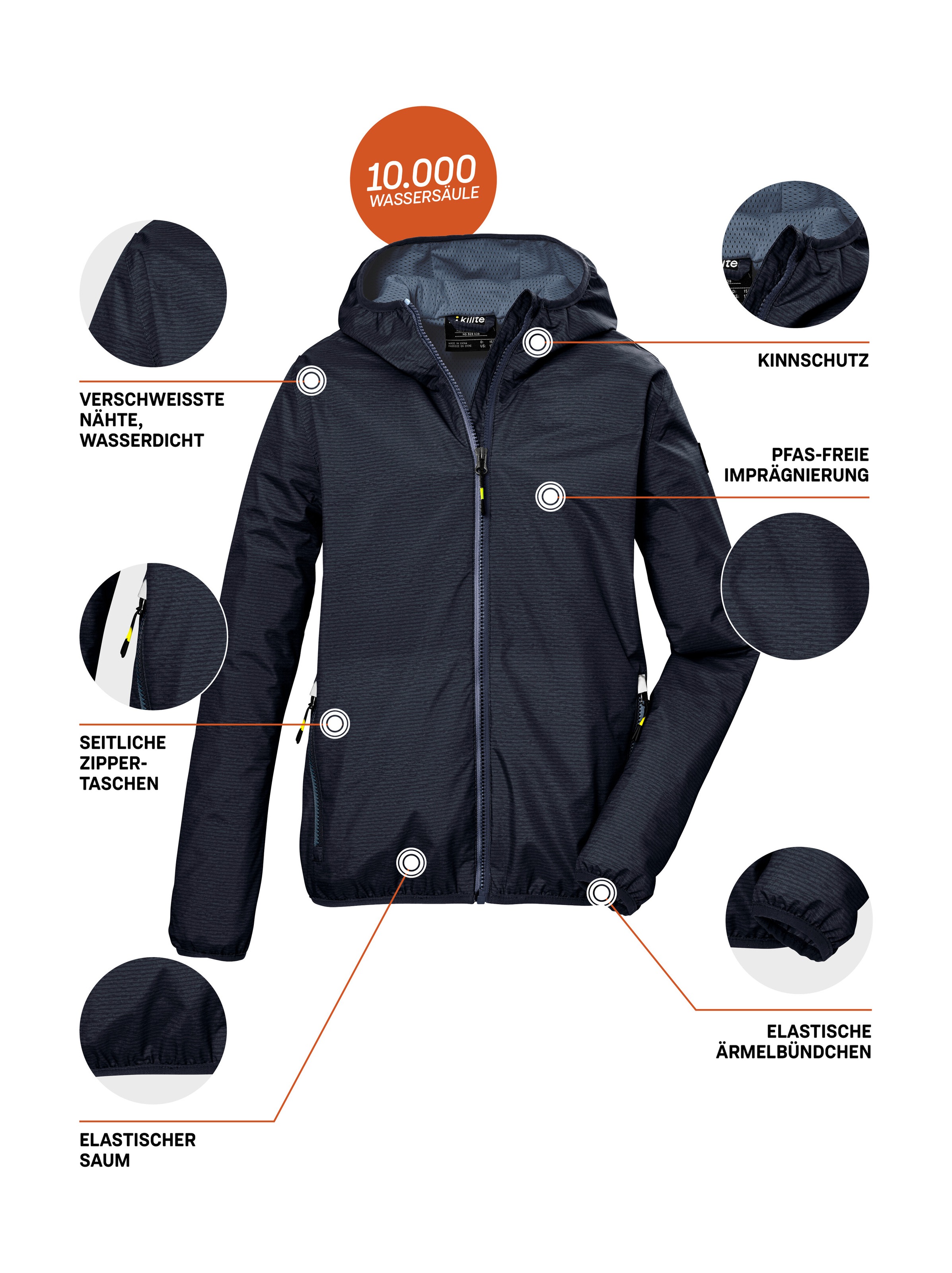 Killtec Funktionsjacke »KOS 147 BYS JCKT«, Wind- und wasserdichte Funktionsjacke mit Kapuze