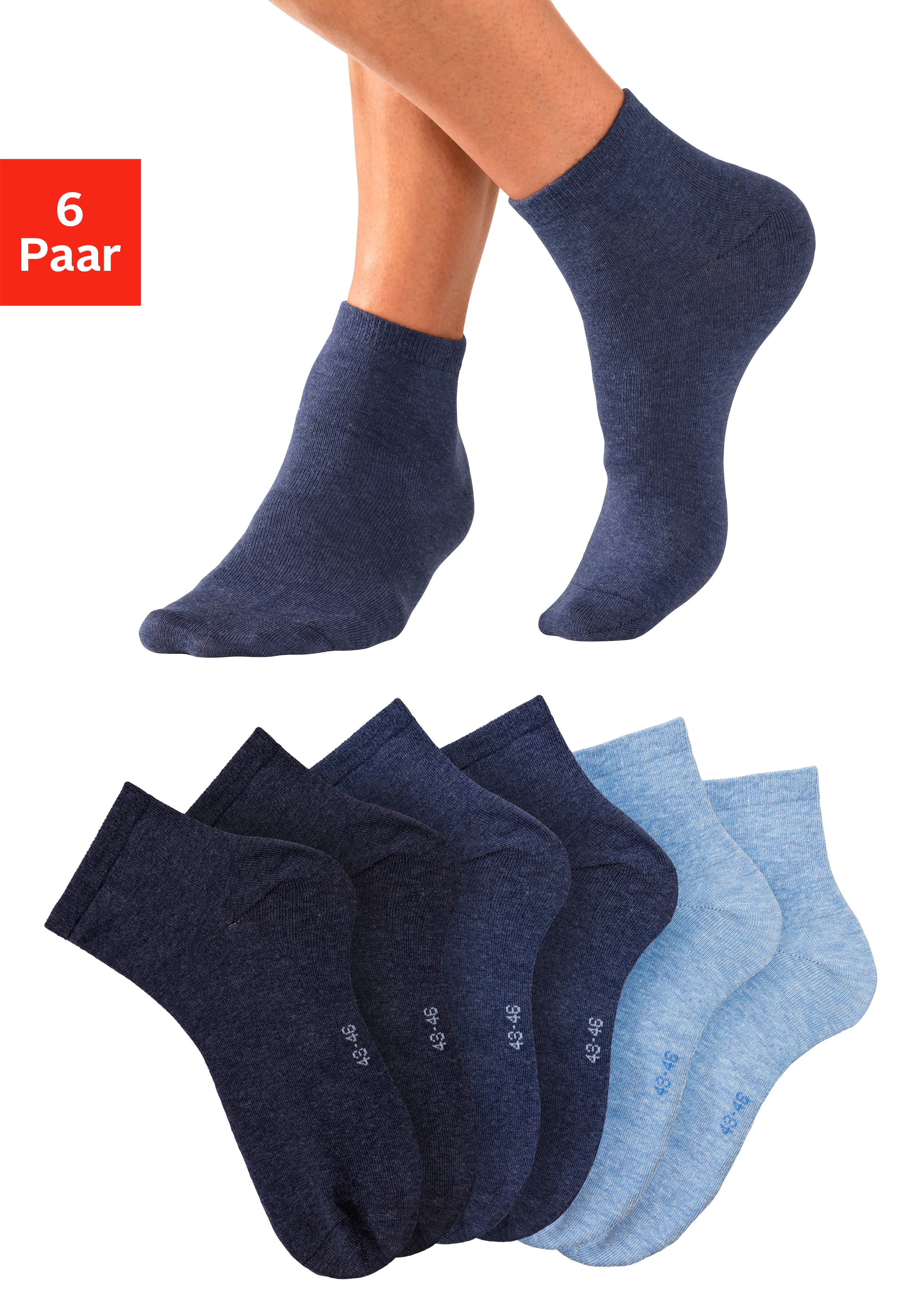 Bench. Kurzsocken "Herren Sportsocken, Laufsocken Atmungsaktive Baumwolle" Packung, 6 Stk. tlg. mit eingestricktem Markenlogo im Bündchen
