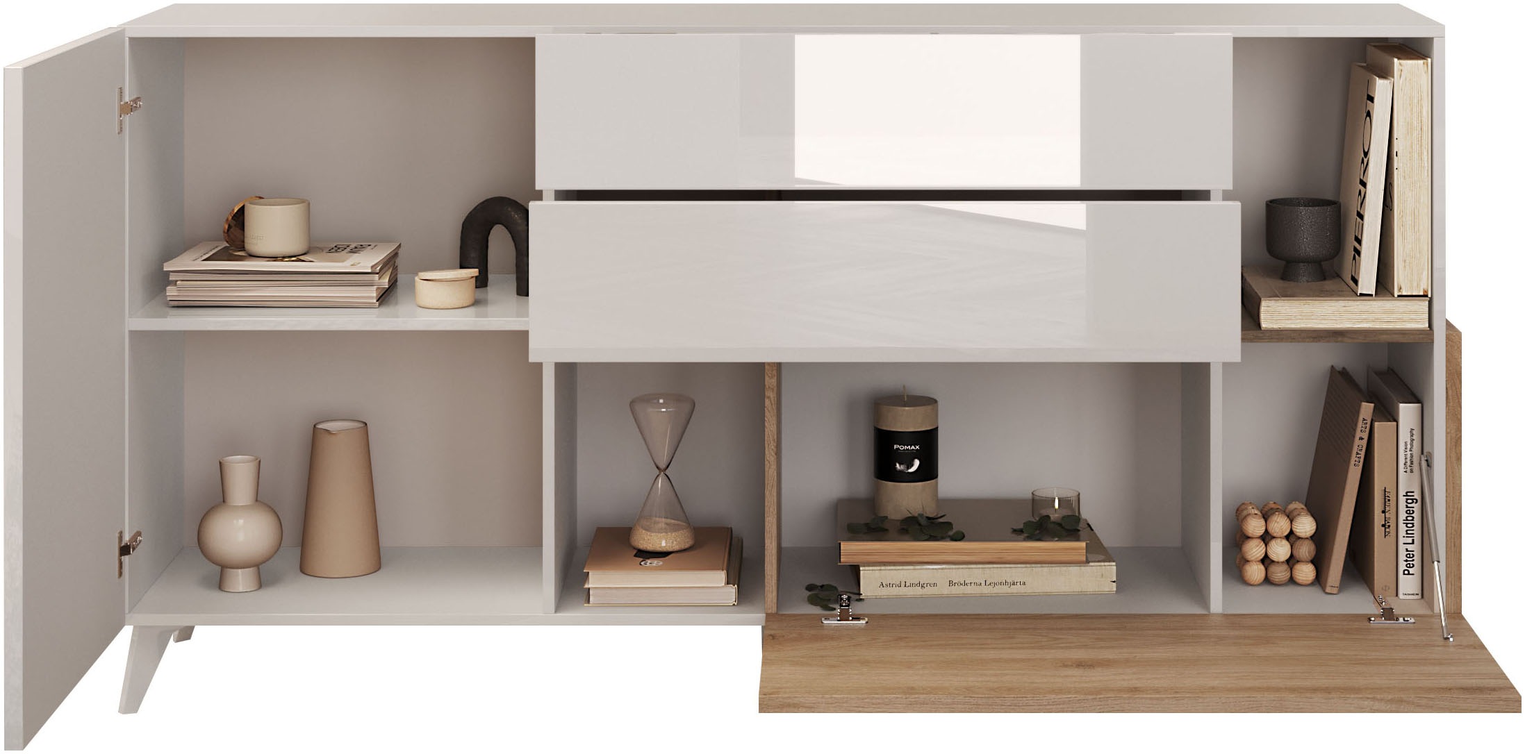 Thumbnail - INOSIGN Sideboard "Monaco in Breite 181 cm, Anrichte mit Tür, Klappe und 2 Schubkästen", Stauraumschrank – sanftes Schli...