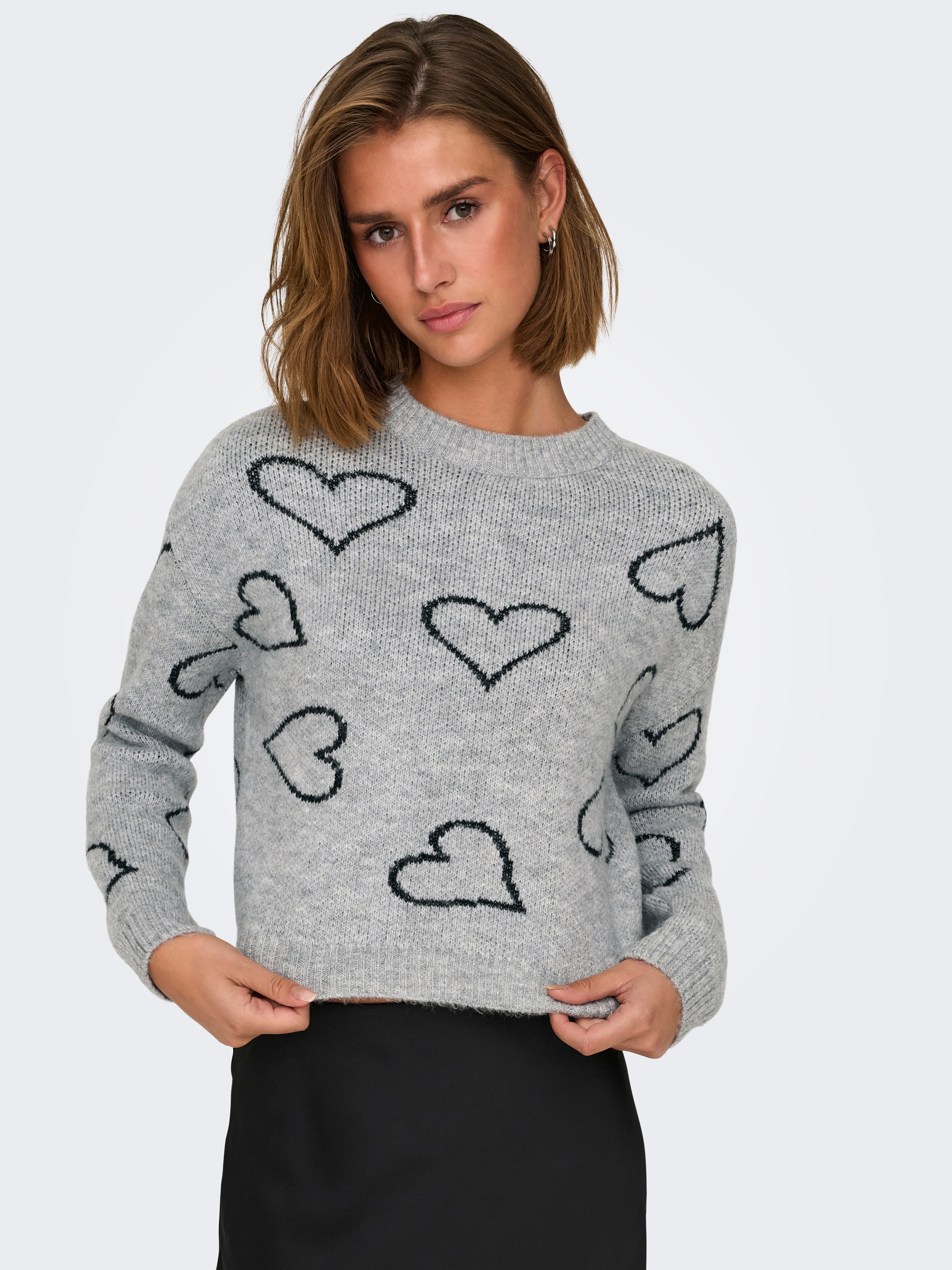 ONLY Rundhalspullover "ONLHAPPIE LS HEART O-NECK KNT" günstig online kaufen