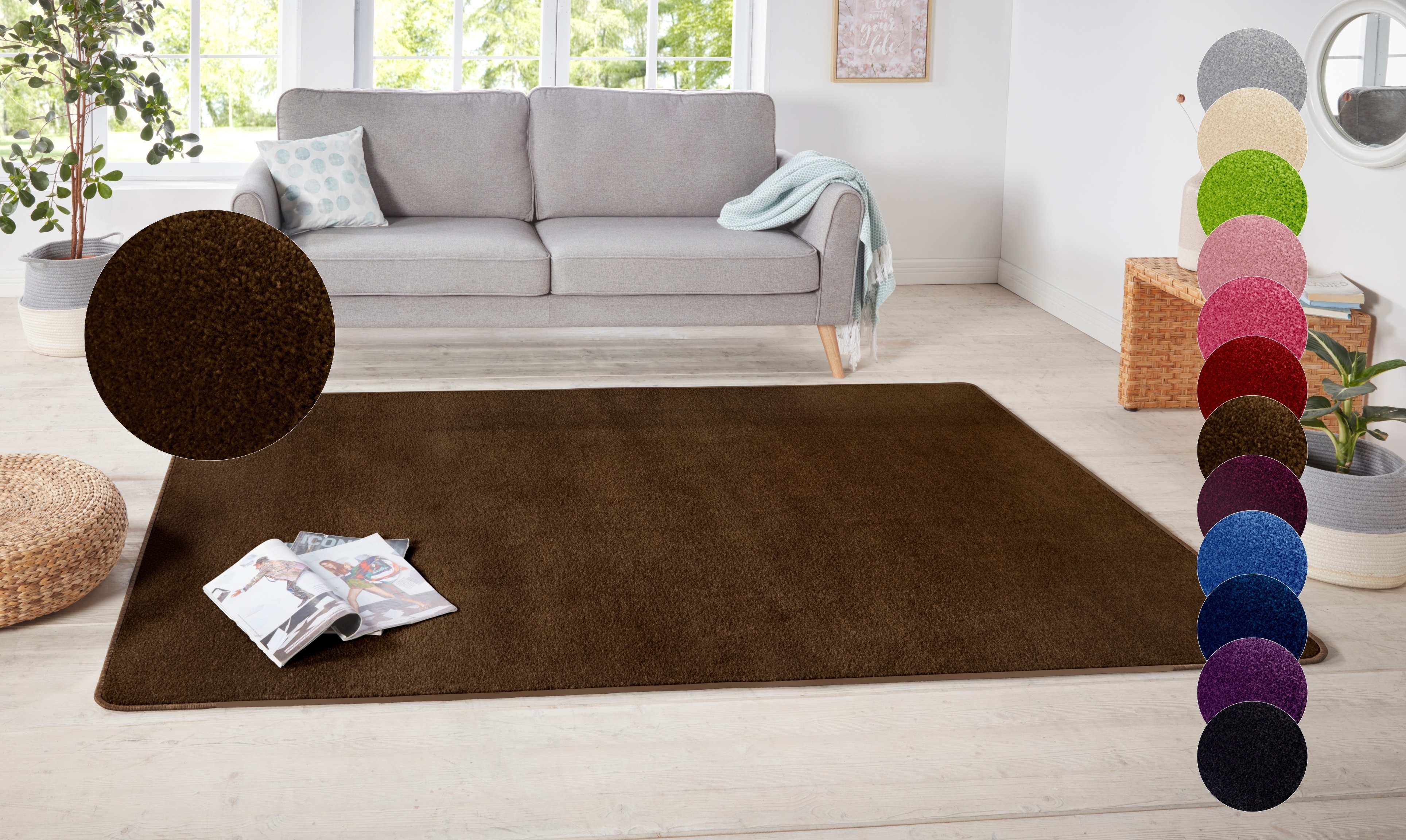 HANSE Home 1100000002199 "Shashi" rechteckig 8,5 mm Höhe Kurzflor, Unifarben, Läufer, weich, Esszimmer, Kinderzimmer, Flur