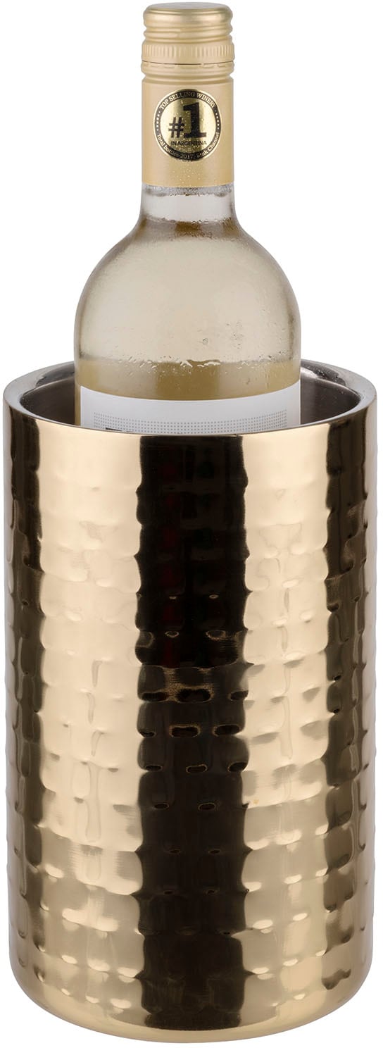 APS Wein- und Sektkühler »GOLD«, (1 tlg.), Hammerschlag-Design, hochwertiges Edelstahl, Ø 10 cm