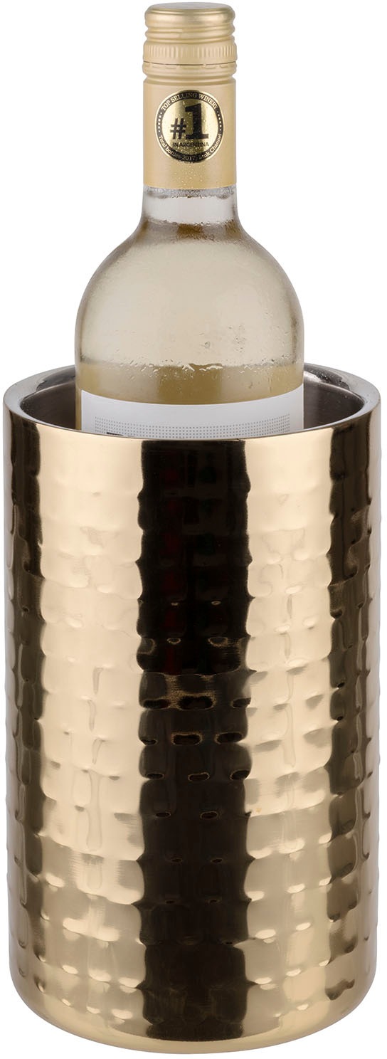 APS Wein- und Sektkühler "GOLD" Hammerschlag-Design, hochwertiges Edelstahl, Ø 10 cm