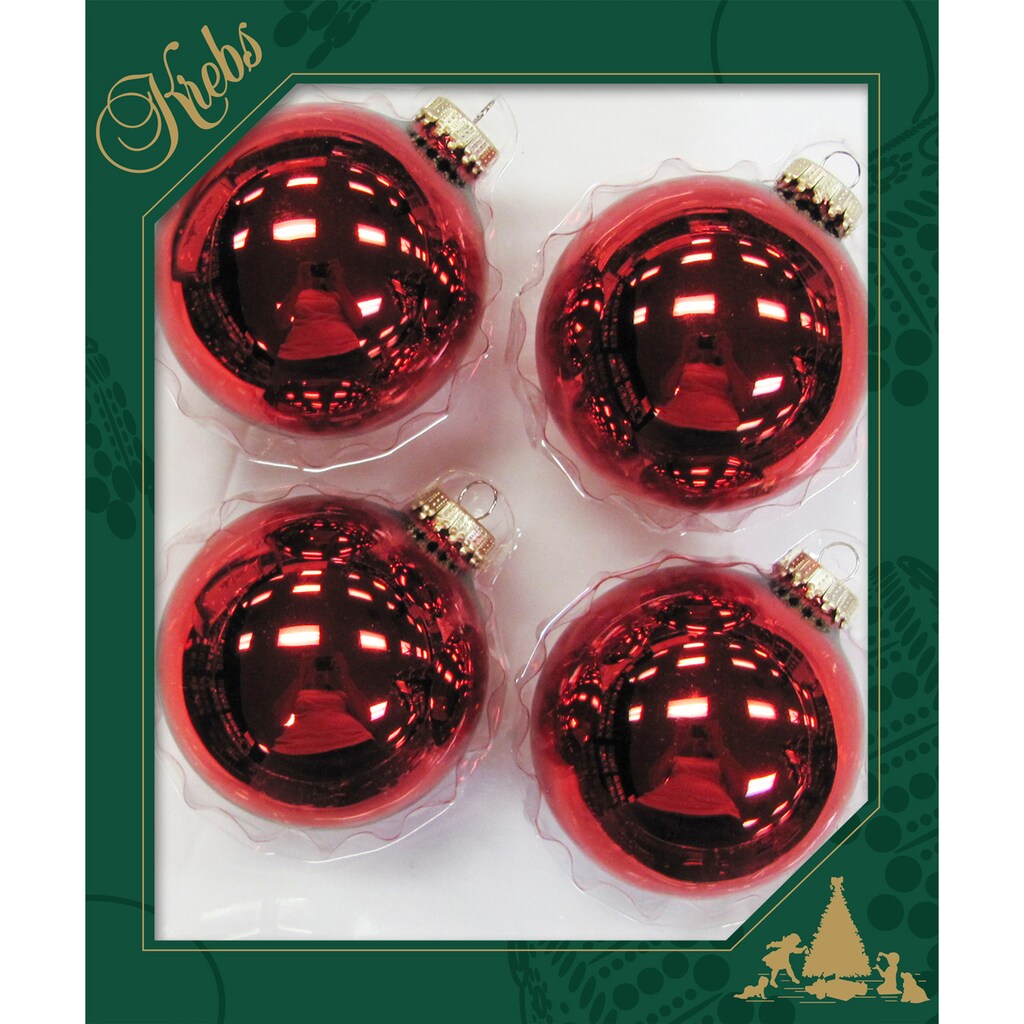 Krebs Glas Lauscha Weihnachtsbaumkugel »CBK78159, Weihnachtsdeko rot, Christbaumschmuck, Christbaumkugeln Glas«, (Set, 4 St.)