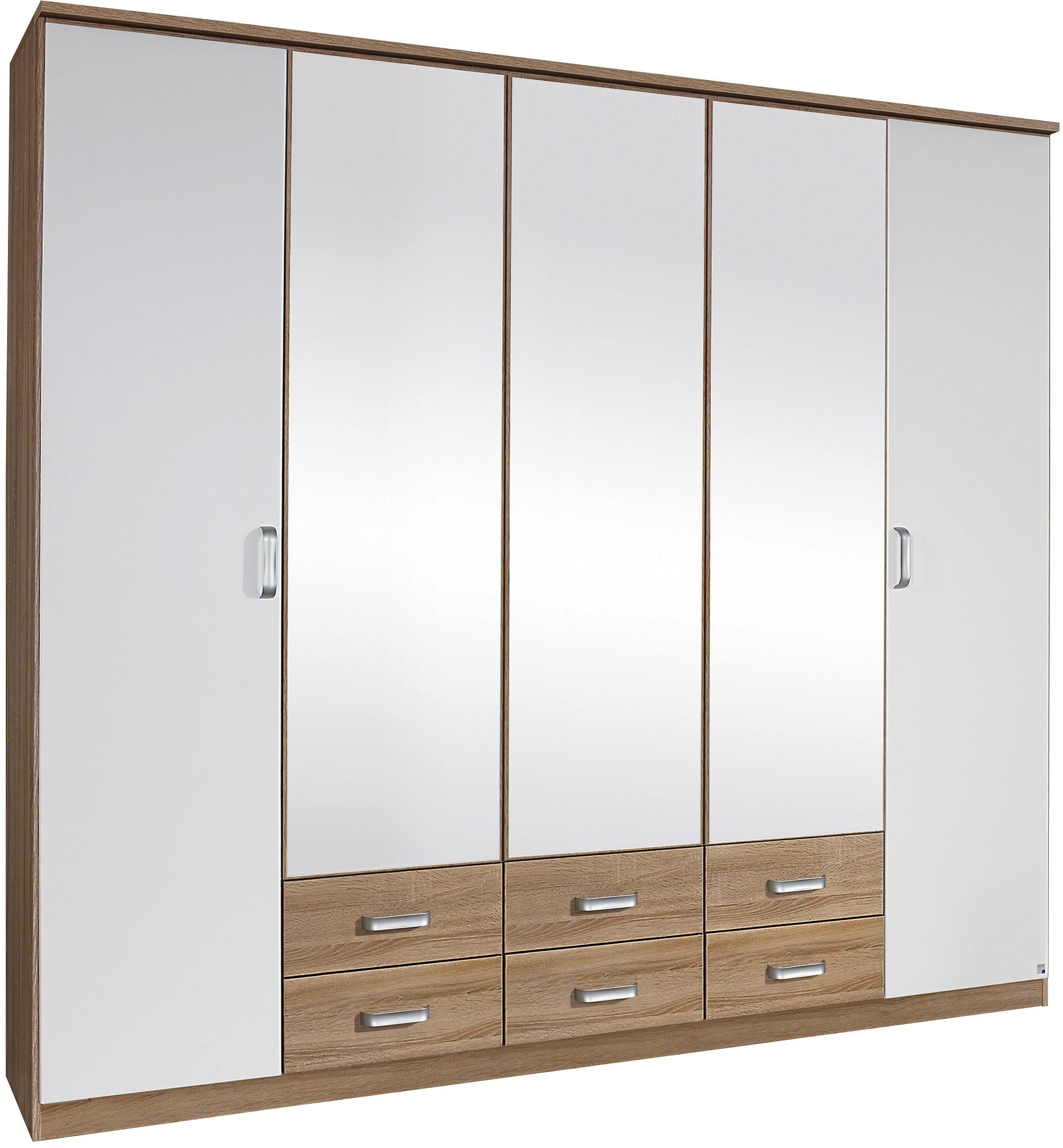 rauch Kleiderschrank "Schrank Drehtürenschrank Garderobe Ankleide Schlafzimmerschrank GANDRA" Breiten 136/181/226/271 cm, Höhe 212 cm, mit Oberkranz und voll aufgelegtem Spiegel MADE IN GERMANY
