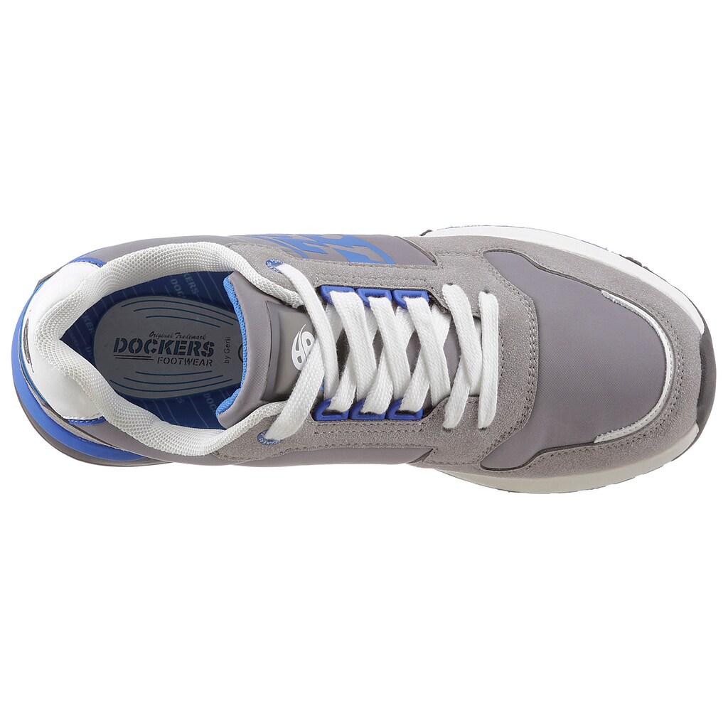 Schuhe Sportive Schuhe Dockers by Gerli Sneaker, mit weicher Schaftrandpolsterung grau-blau