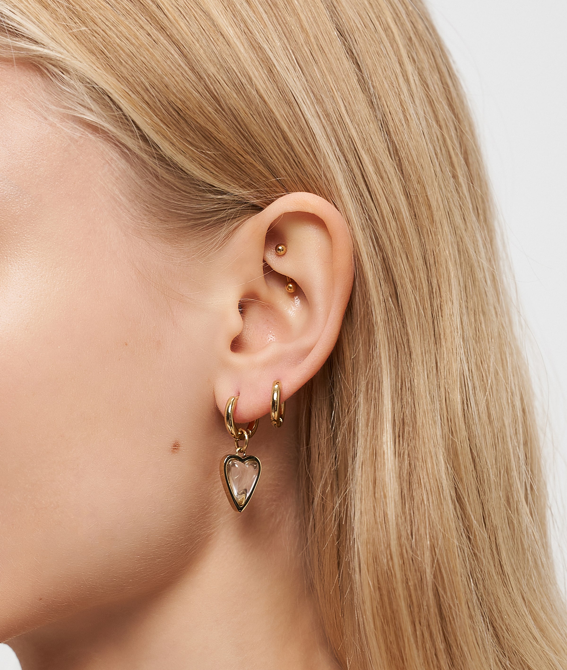 Liebeskind Berlin Paar Creolen »Schmuck Ohrringe mit abnehmbaren Herz-Einhängern Glass Heart« mit Glasstein