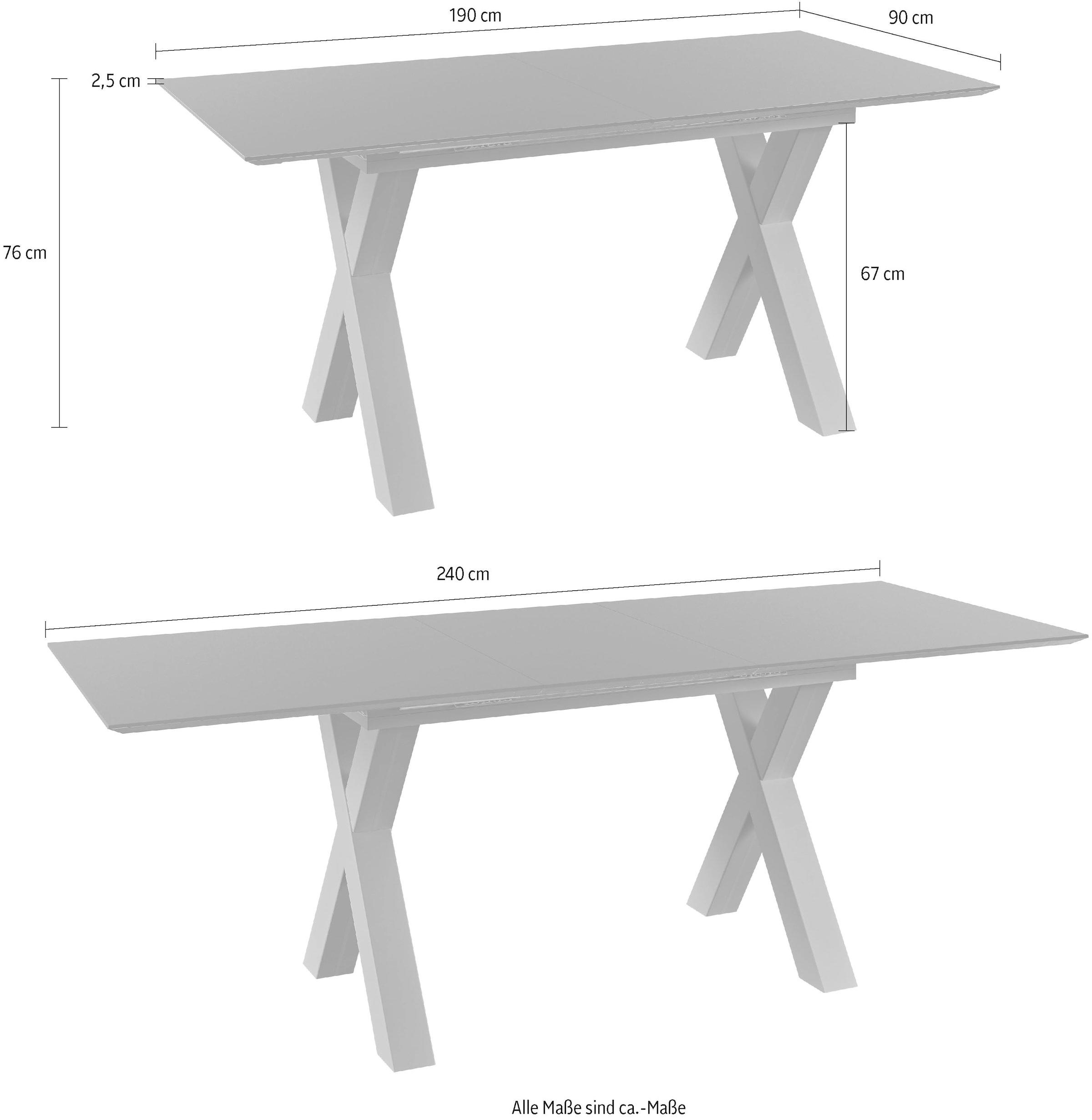 set one by Musterring Esstisch »New Atlanta«, Platte rechteckig mit schweizer Kante, ausziehbar, Gestell in X-Form