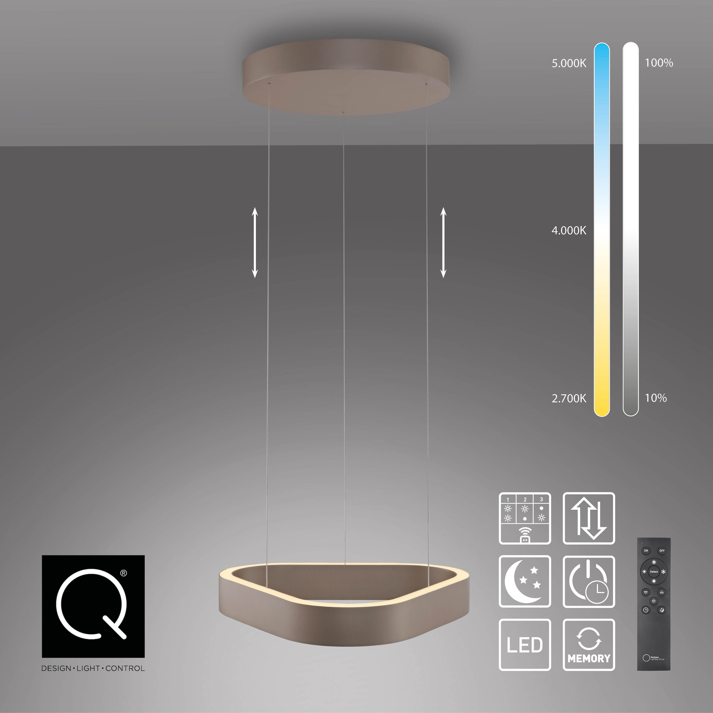 Neuhaus Q DESIGN CONTROL LIGHTS LED Pendelleuchte »Q-STRETTO« LED-Board 1 Stk. warmweiß - kaltweiß