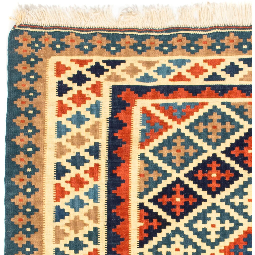 morgenland Wollteppich »Kelim Fars Durchgemustert Beige 107 x 101 cm«, quadratisch