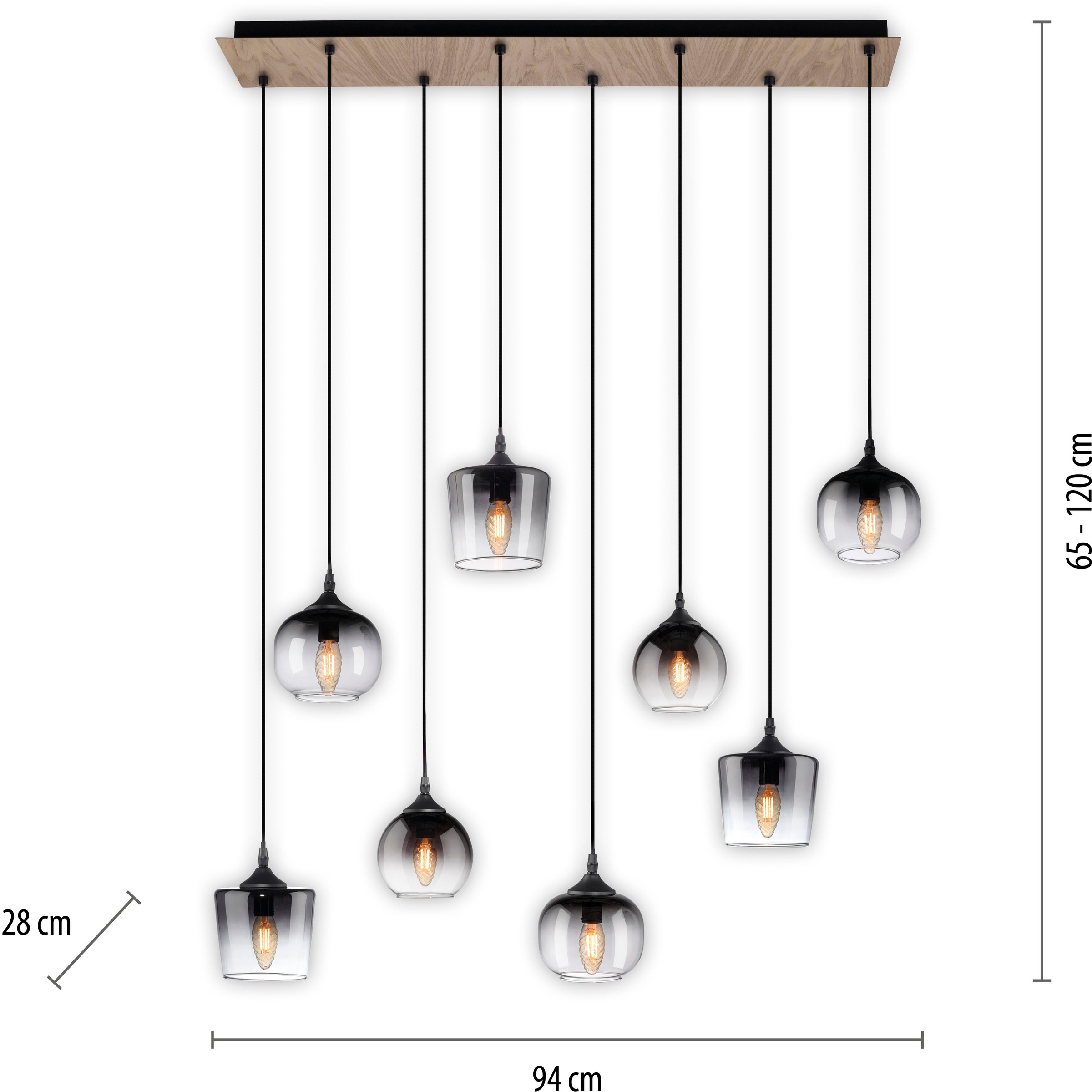 JUST LIGHT Pendelleuchte »GREEN ZEA«, 8 flammig, Leuchtmittel E14 | ohne Leuchtmittel