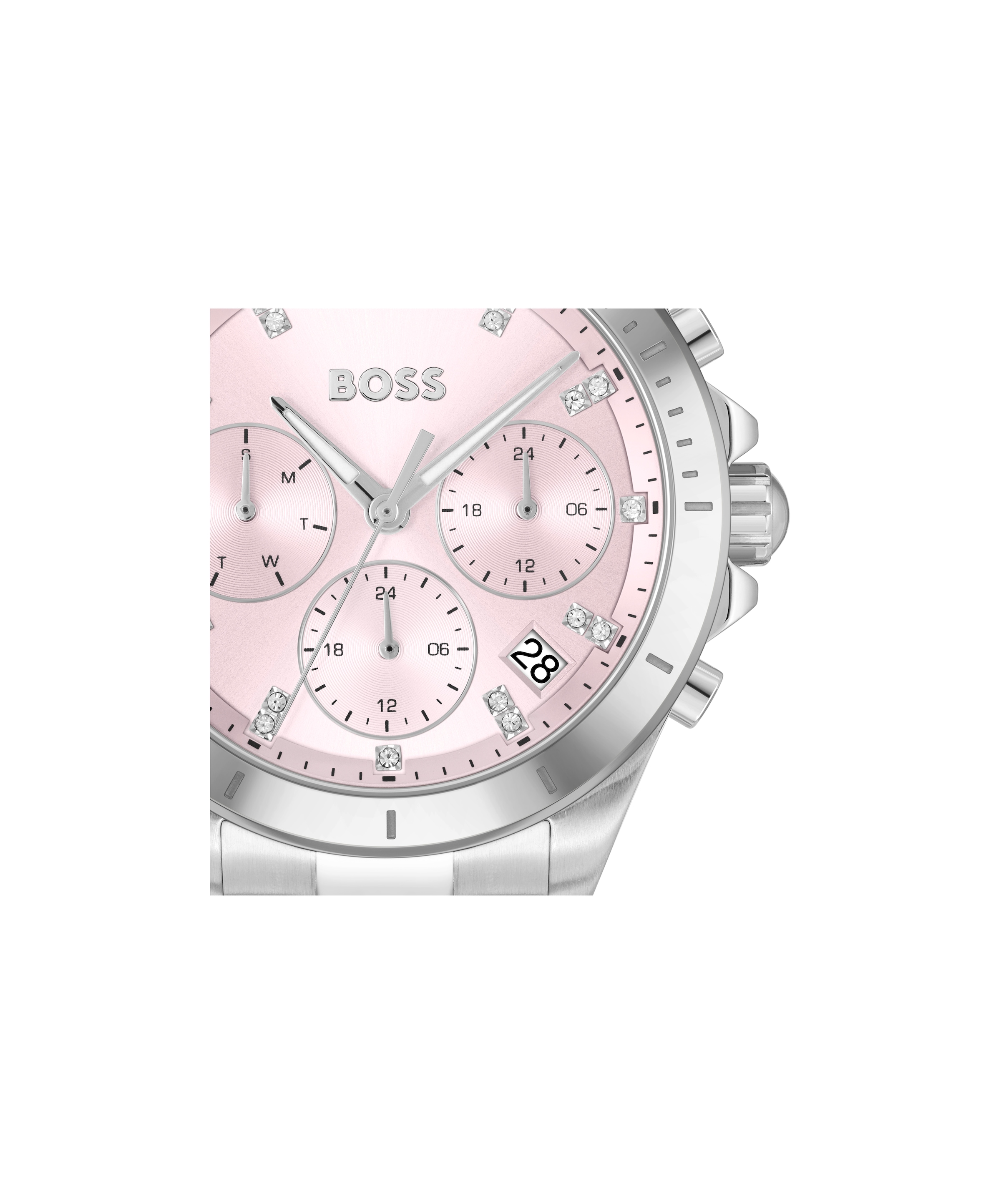 BOSS Multifunktionsuhr »ALLEY«, Quarzuhr, Armbanduhr, Damenuhr, Edelstahlarmband, analog, Tag