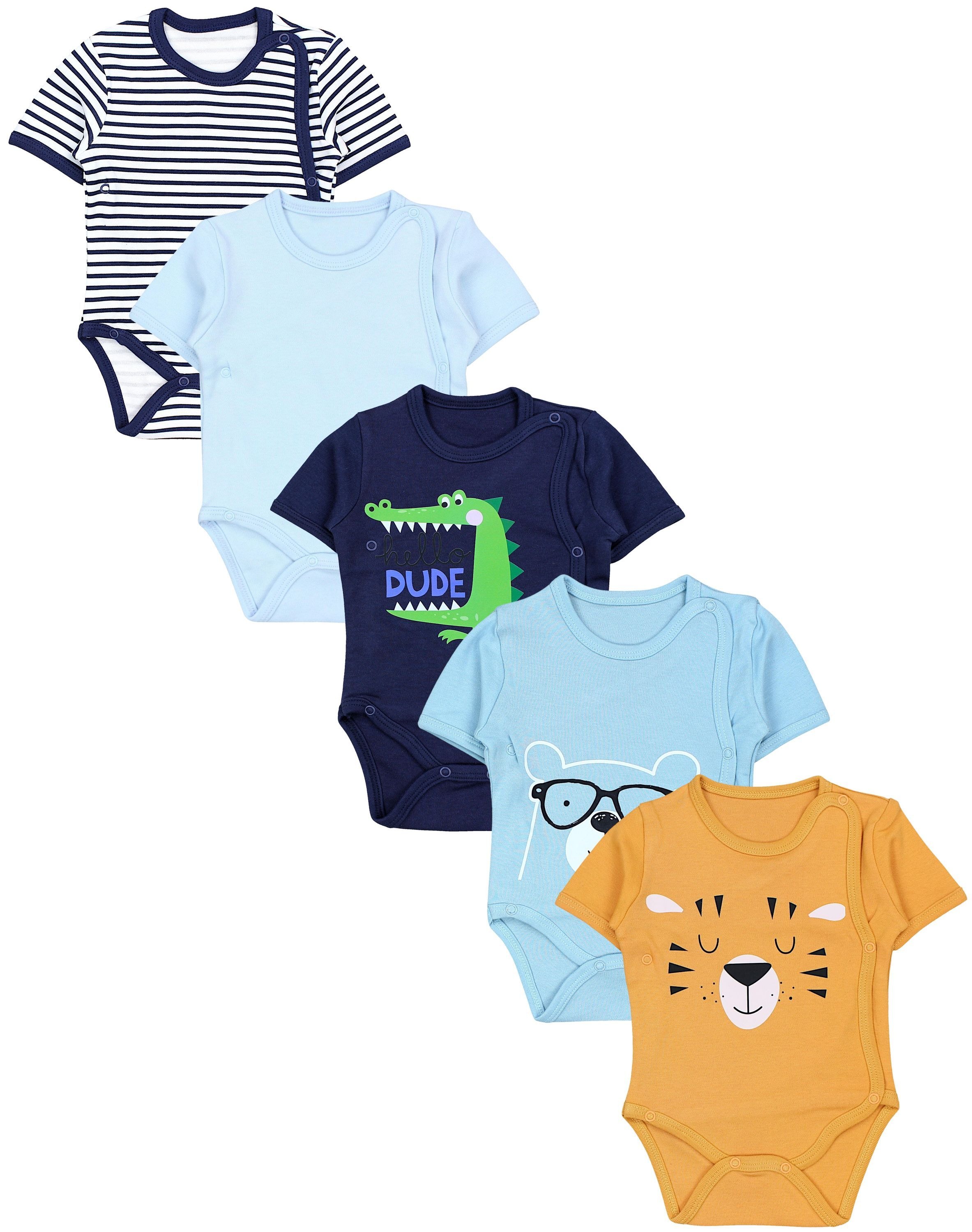 TupTam Kurzarmwickelbody "Wickelbody Baby Jungen Kurzarm Wickelbody 5er Set"