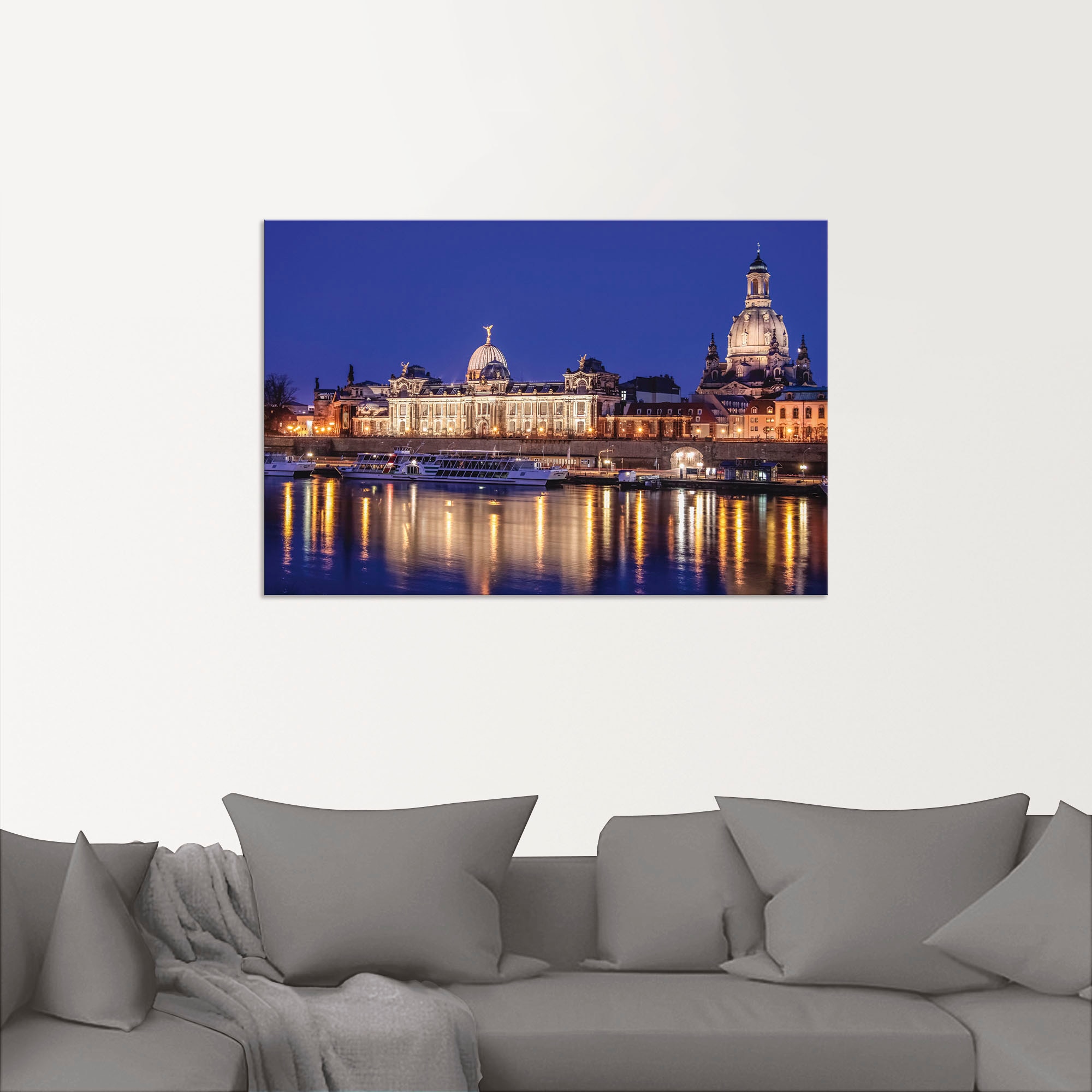 Artland Wandbild »Abend an Dresden, | Alubild, Dresden«, oder (1 bestellen Poster St.), BAUR Größen der Leinwandbild, Wandaufkleber in versch. Elbe als in