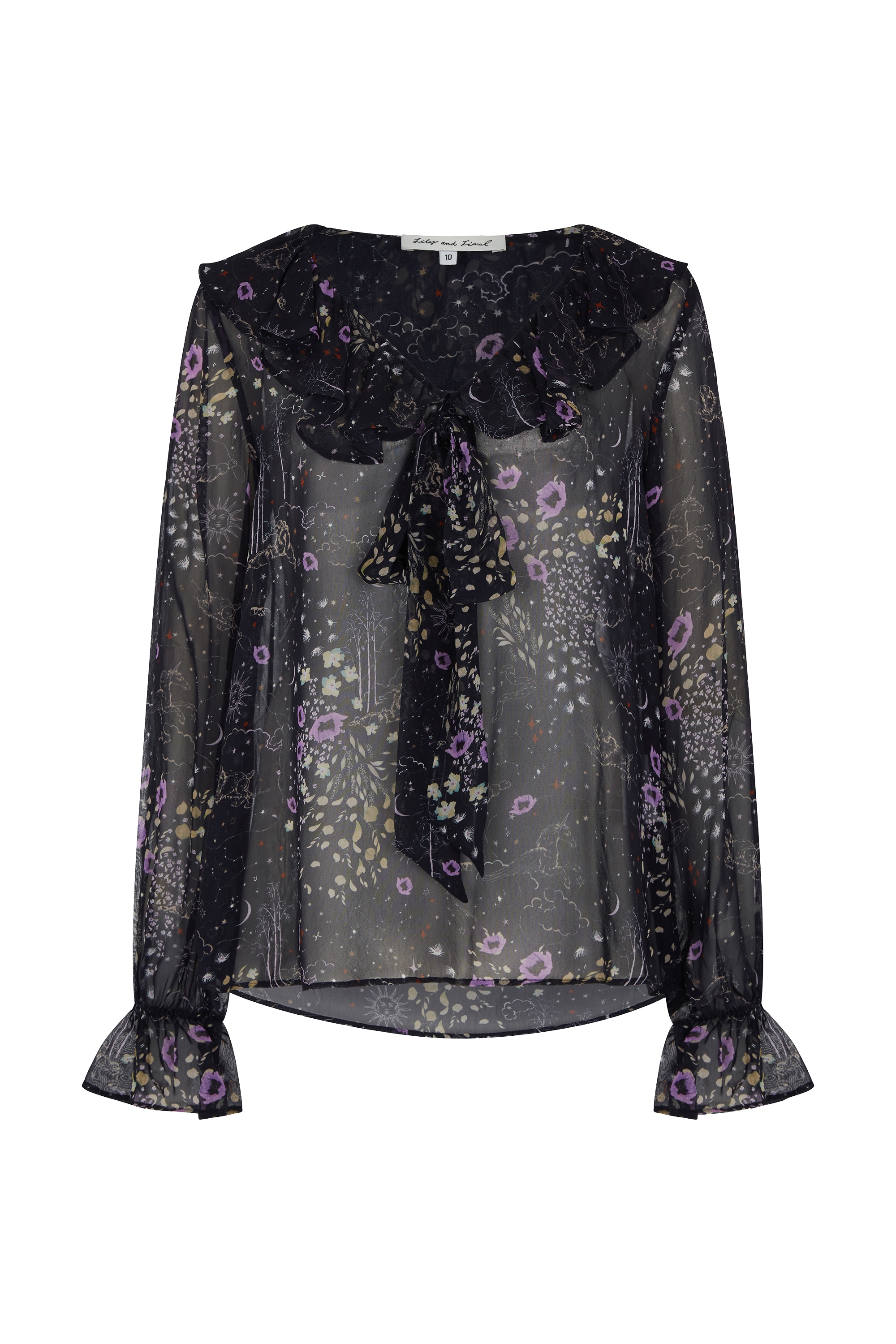 Lily and Lionel Hemdbluse "Joni Ruffle Neck Zodiac Print Blouse Damen" günstig online kaufen