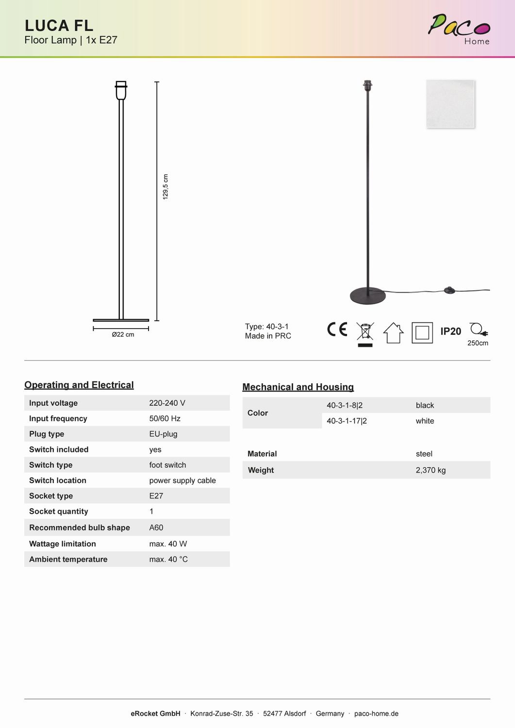 Paco Home Stehlampe »Tweet Bunt 1 Hell flammig-flammig, Kinderlampe Kinderzimmer | Streifen Pastell BAUR 462«, Regenbogen E27