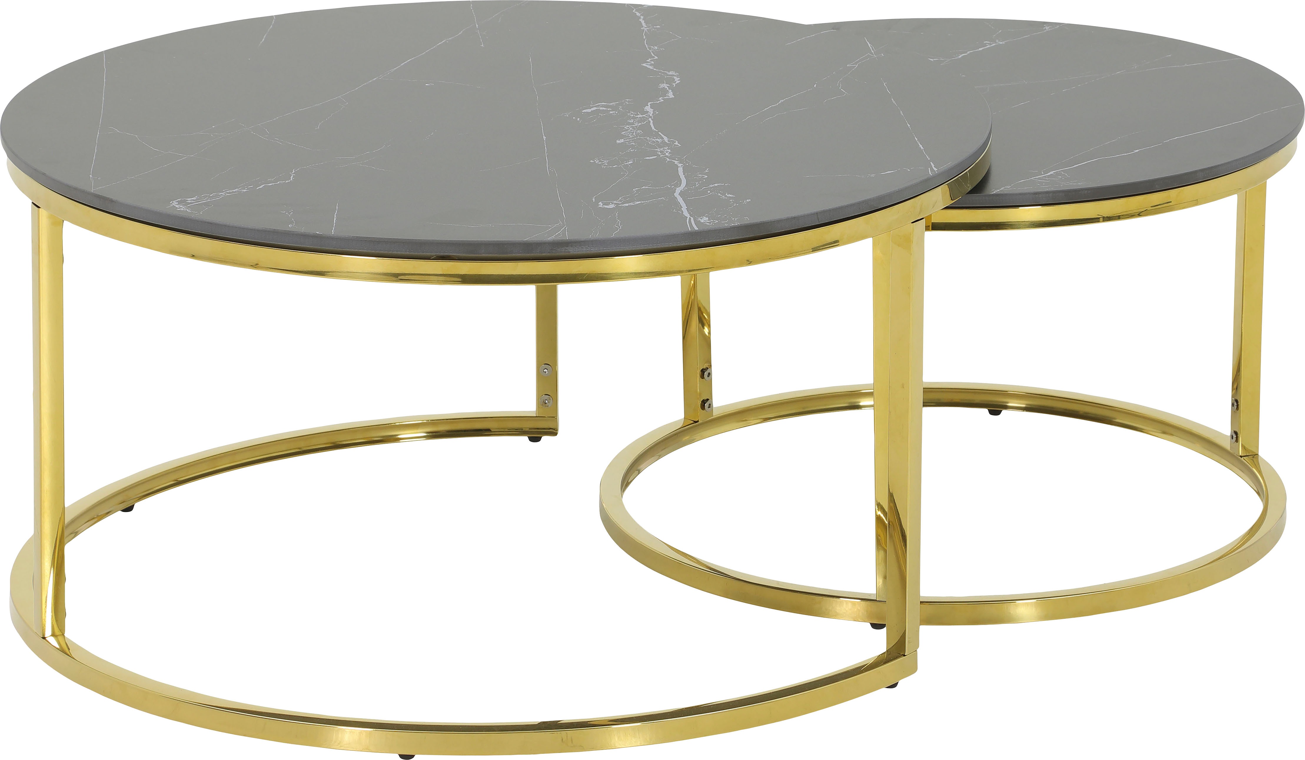 Thumbnail - HELA Satztisch "LUIS Topseller, Couchtisch rund" Set, 2 Stk. tlg. 2er Set, 12mm Sinterstein; Marmoroptik, Boho Wohnzimme...