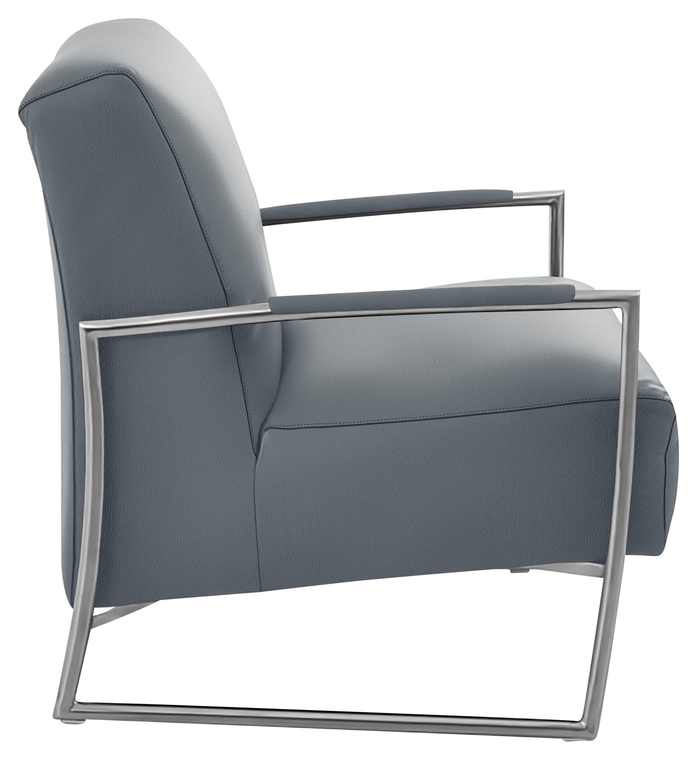 K+W Komfort & Wohnen Cocktailsessel, mit bezogenen Armlehnen, Gestell in Metall Edelstahloptik