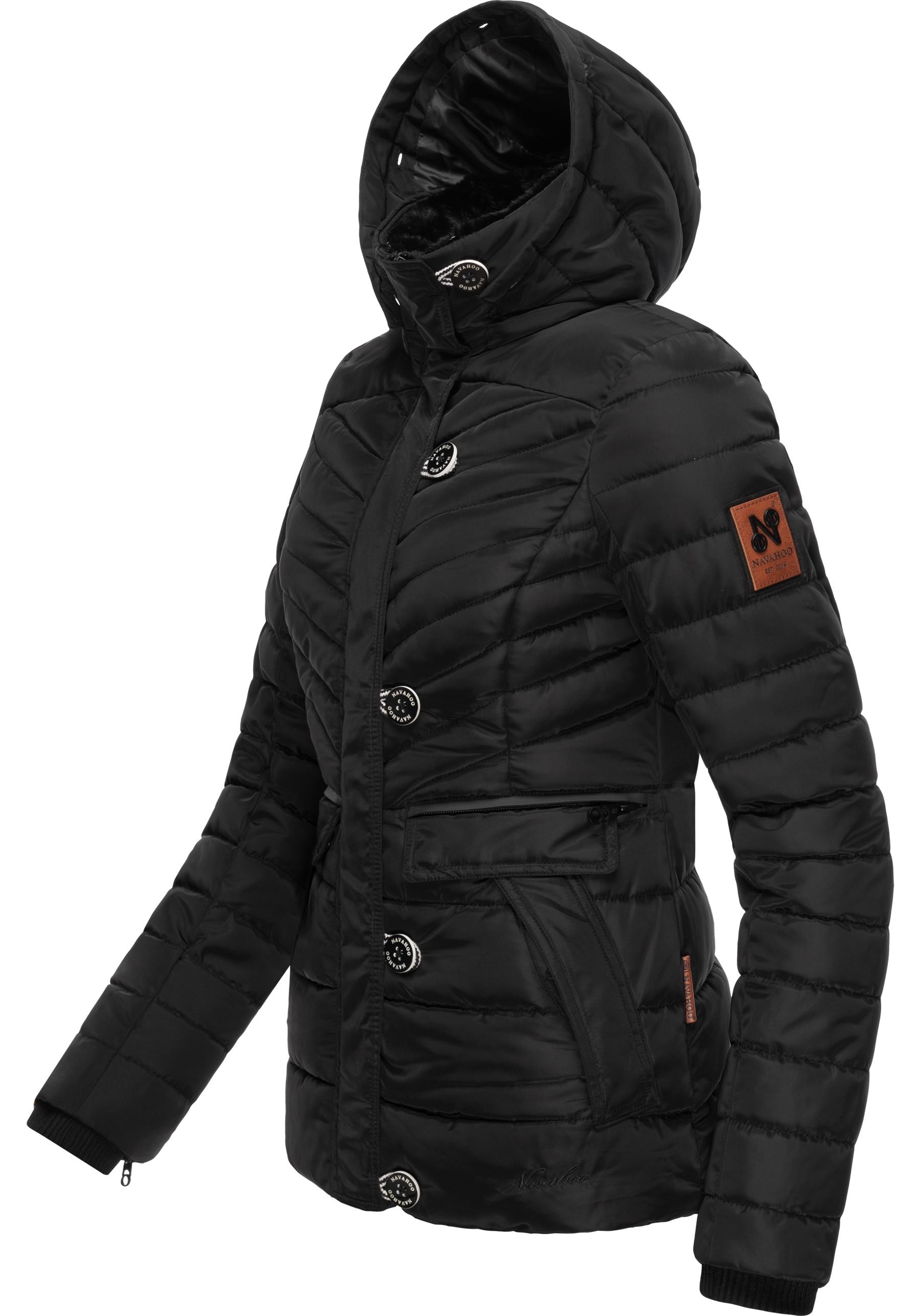 Navahoo Winterjacke »Wisteriaa«, mit Kapuze, Warm gefütterte Steppjacke mit Kunstfell-Kapuze
