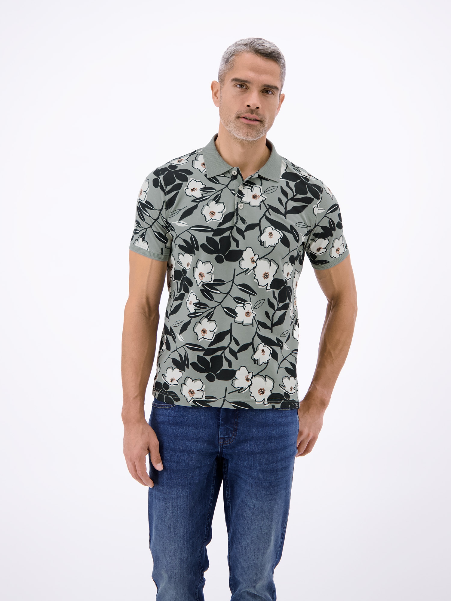 LERROS Poloshirt "Poloshirt mit floralem Print aus 100% Baumwolle" günstig online kaufen