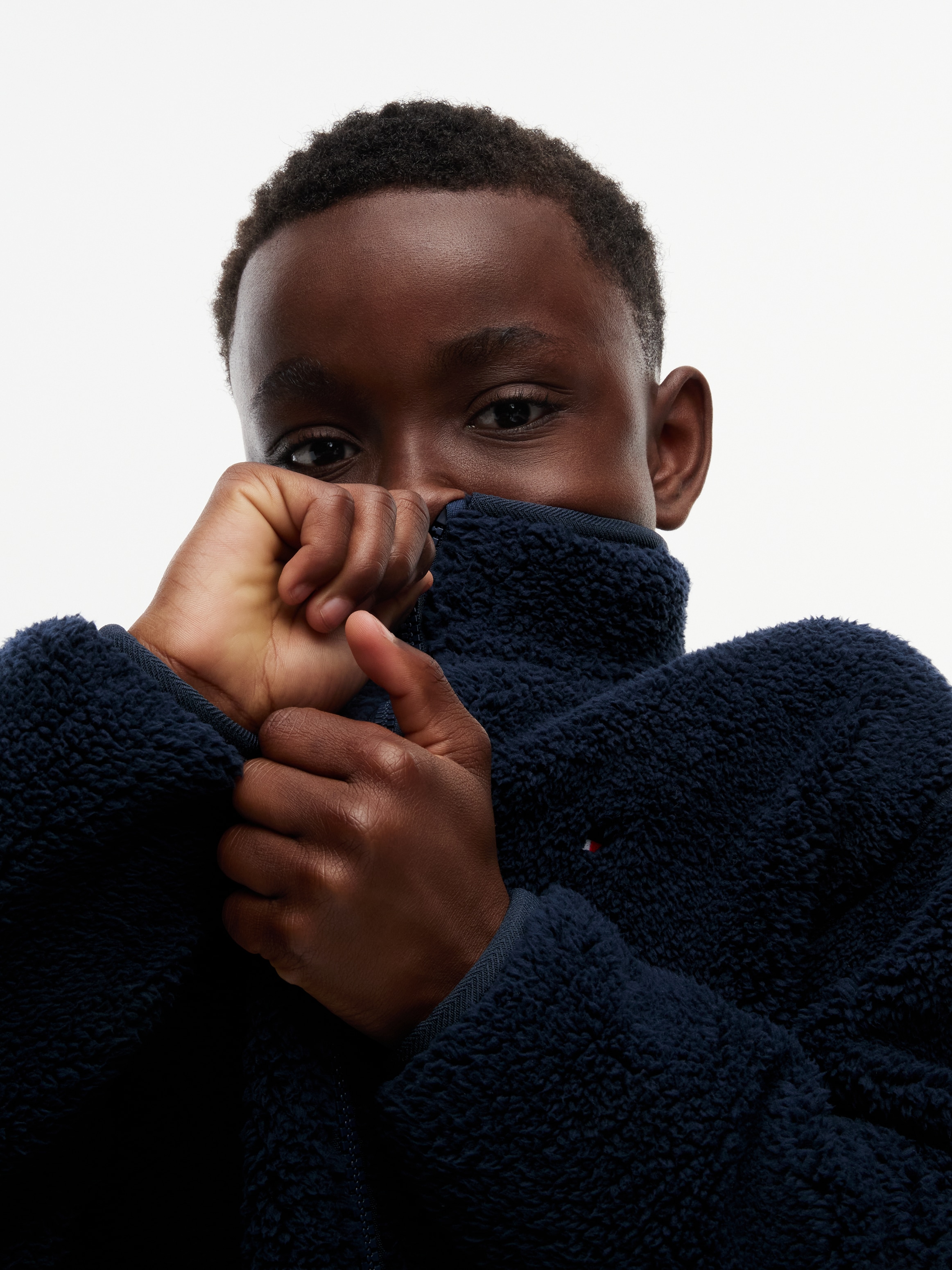 Tommy Hilfiger Plüschjacke ohne Kapuze Regular Fit, Plüsch-Qualität, Kinder bis 16 Jahre