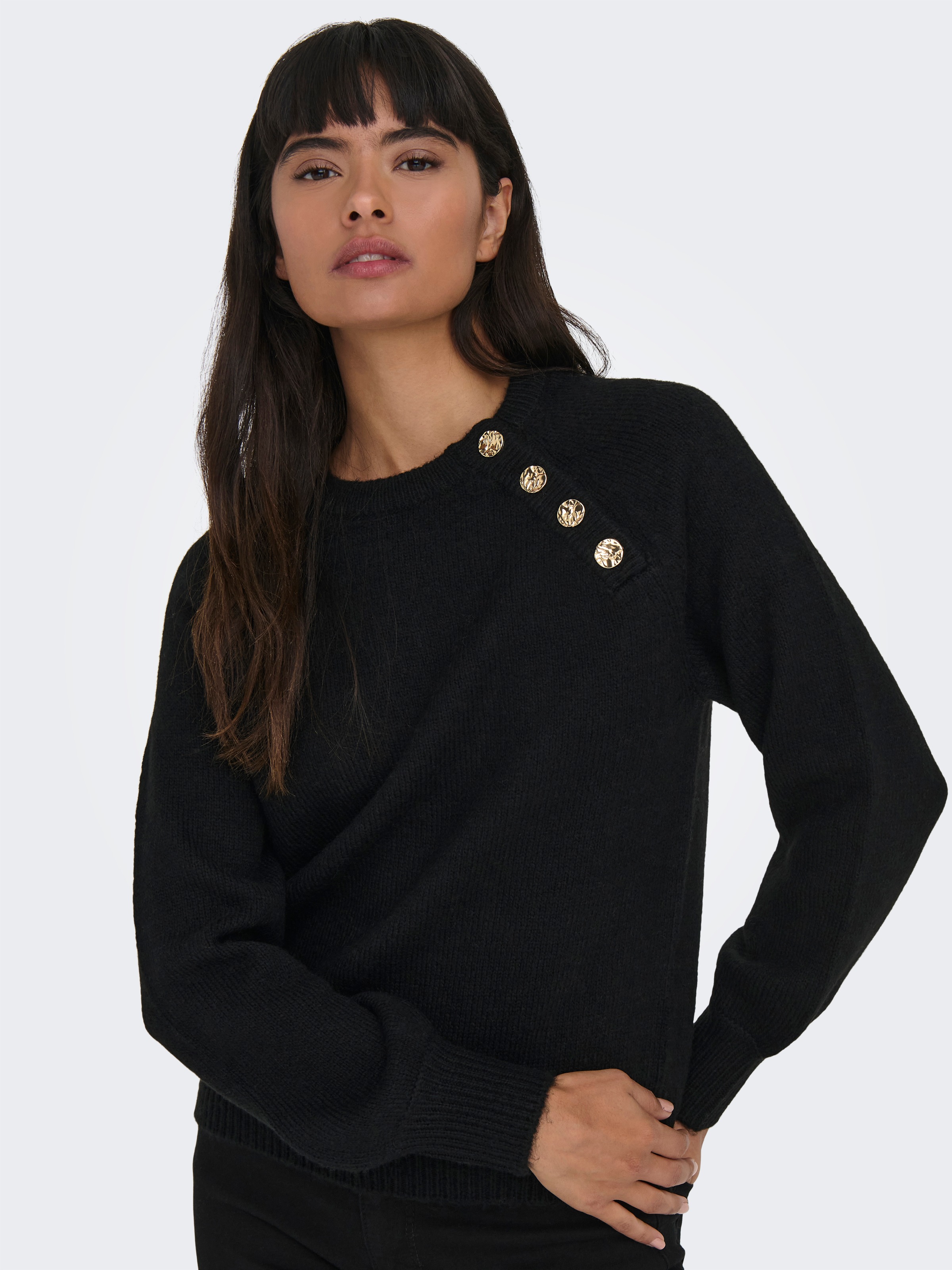 ONLY Rundhalspullover "ONLEMMA LS BUTTON ONECK EX KNT" günstig online kaufen