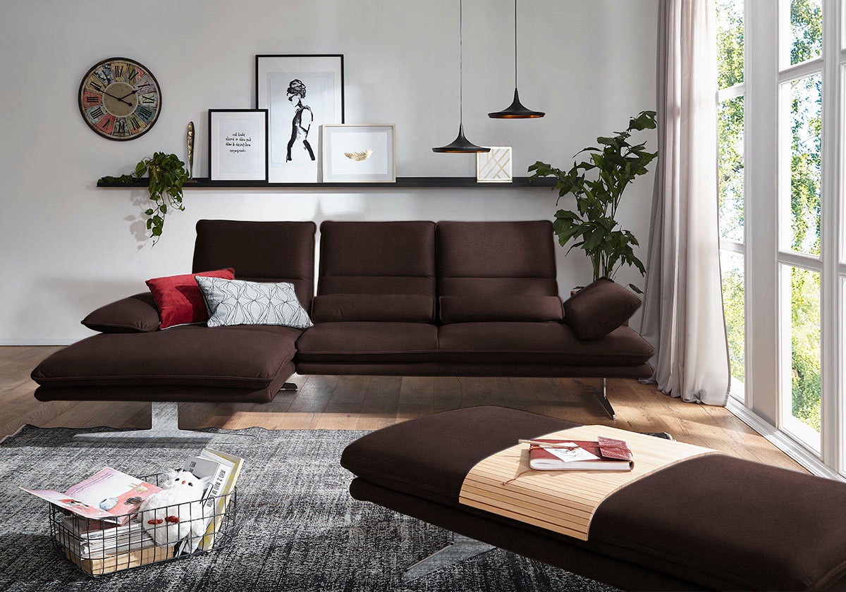 W.SCHILLIG Ecksofa "broadway, Designsofa mit tollem Sitzkomfort, L-Form" Sitztiefenverstellung, Kopfteil- & Seitenteilverstellung, Breite 291cm