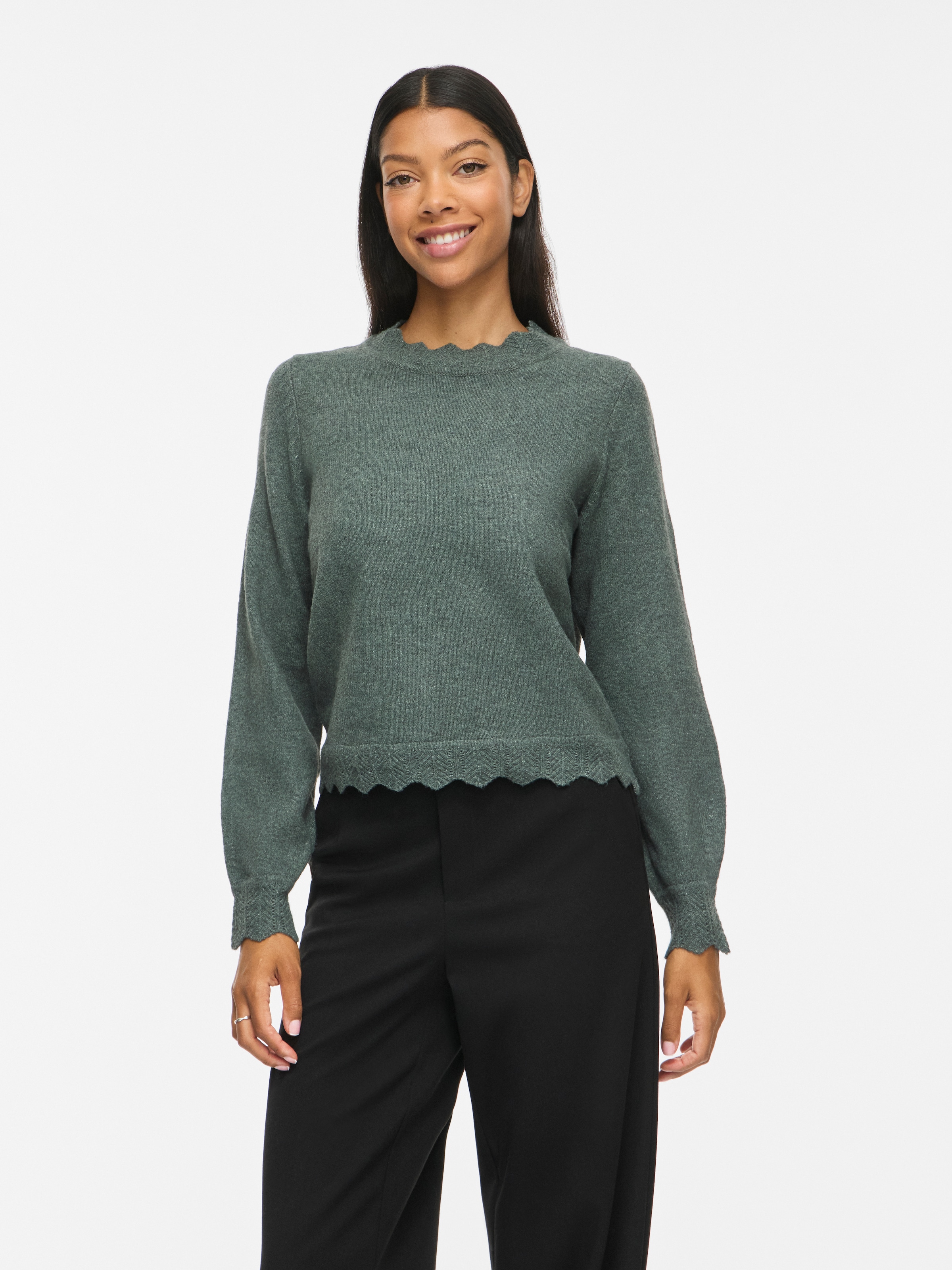 Vila Strickpullover "VINIKOLINA O-NECK L/S KNIT TOP - NOOS" Materialmix, regular fit