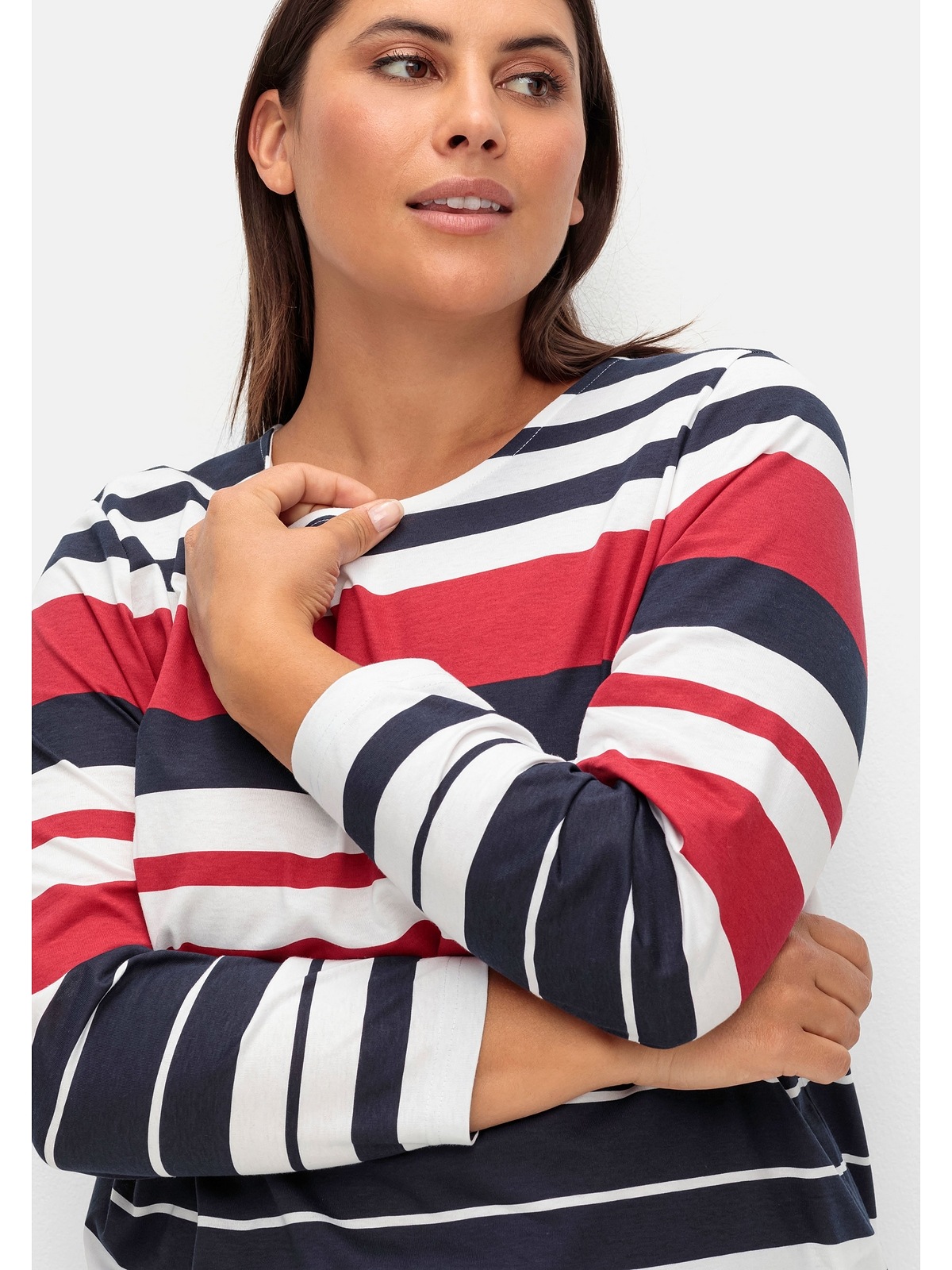 Sheego Langarmshirt »Große Größen«, aus Jersey, mit Blockstreifen für  kaufen | BAUR