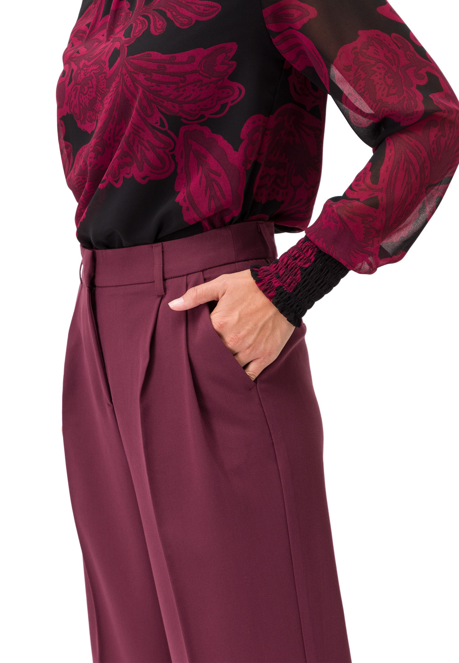 Zero Stoffhose »zero Hose Wide Leg mit Bügelfalte 30 Inch«, Falten