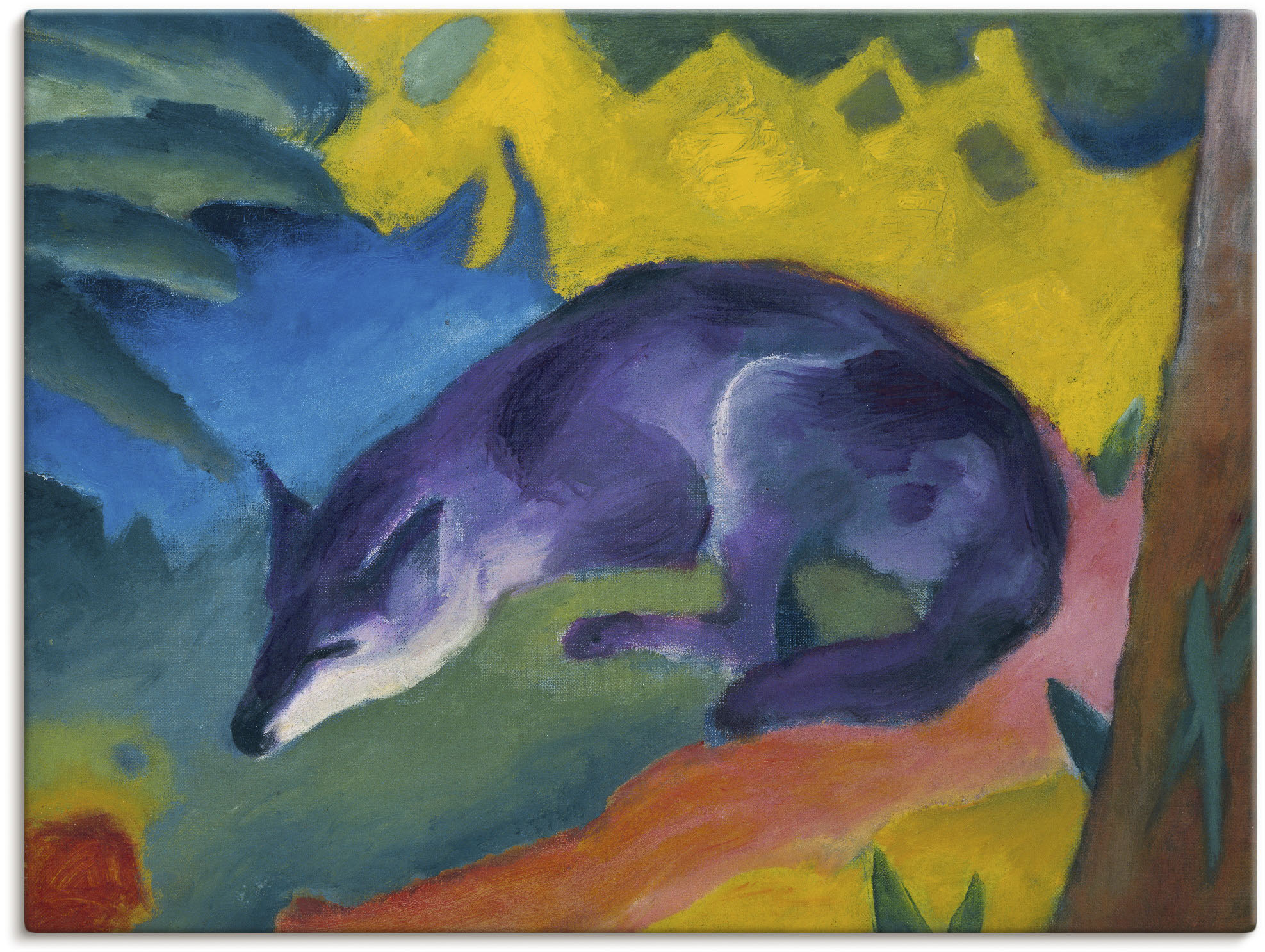 Artland Leinwandbild "Blauschwarzer Fuchs. 1911." Wildtiere 1 Stk. tlg. auf Holzrahmen gespannt