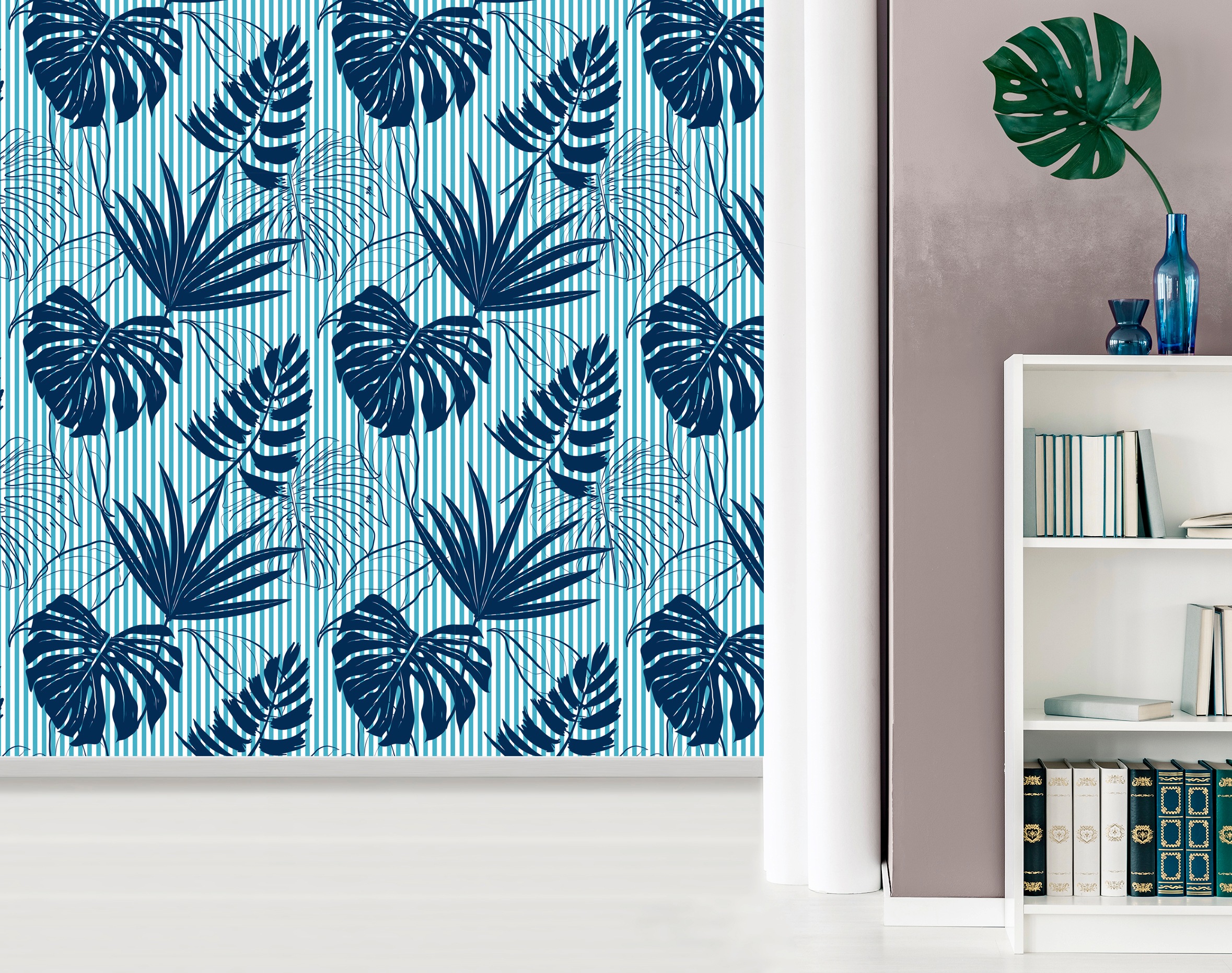 queence Vinyltapete »Deniz«, Streifen, 90x250cm, selbstklebend, kinderleichte Anbringung, Sticker