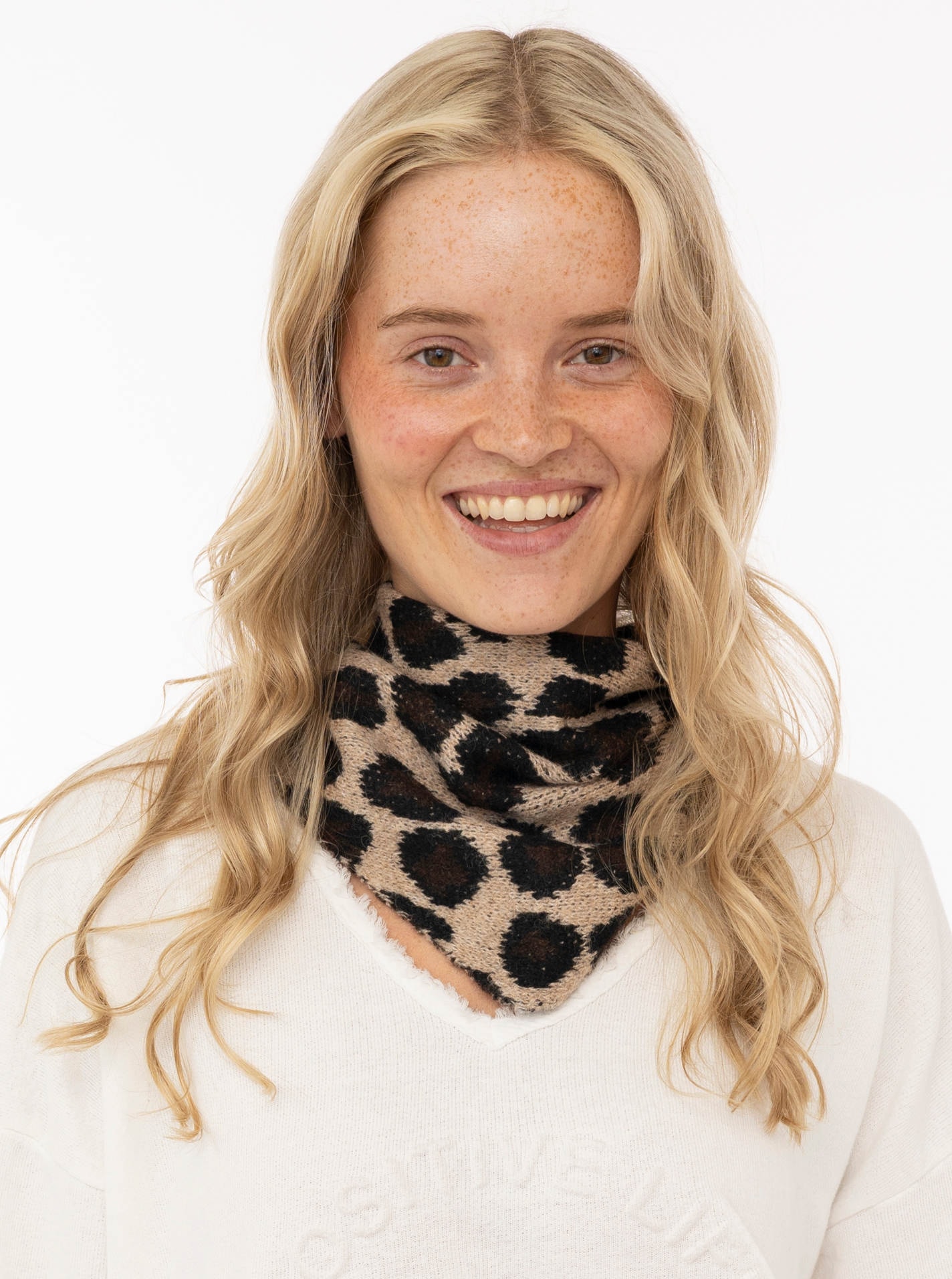 Zwillingsherz Dreieckstuch »Wollmix Mini "Leo"« Animal-Print, mit Wolle, kleine Dreiecksform