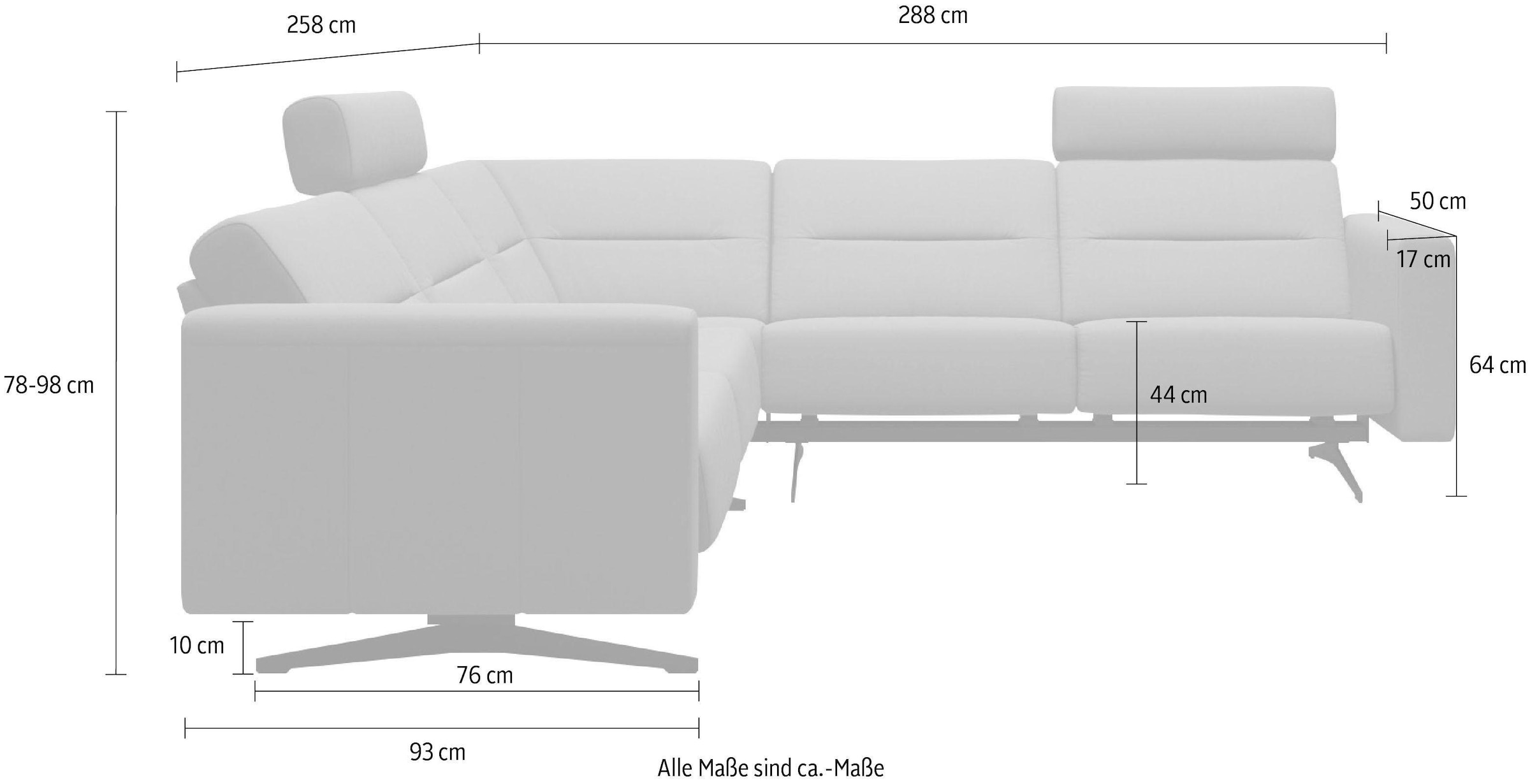 Stressless® Ecksofa »Stella«, mit Zwischennaht im Rücken, Armlehnen S2, Fuß Chrom, Breite 258 cm