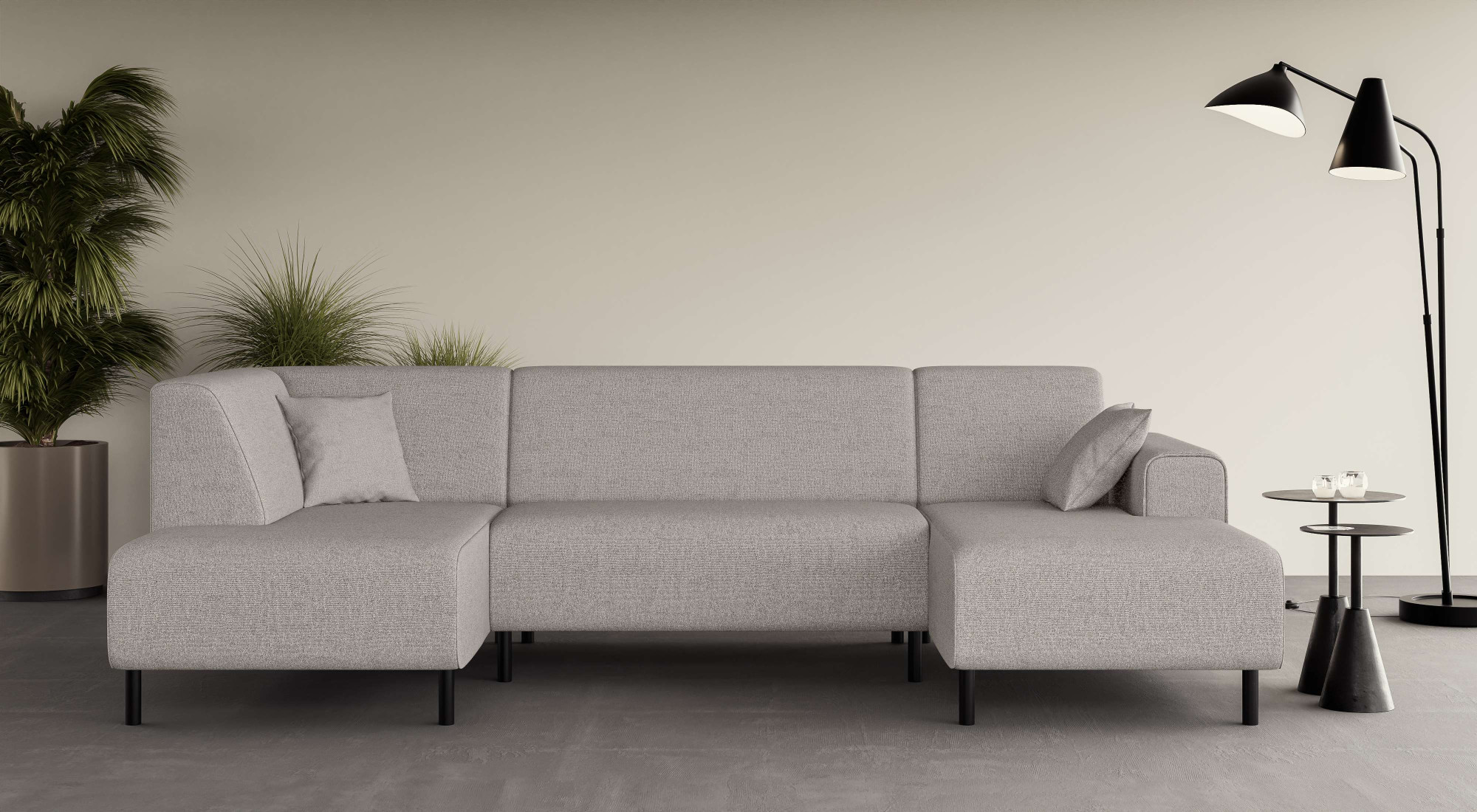 OTTO home Wohnlandschaft "ARROS U-Form mit Wellenunterfederung, Maße B/T/H: 300/163/81 cm" incl. Zierkissen, mit Recamiere links/rechts bestellbar, auch in Cord