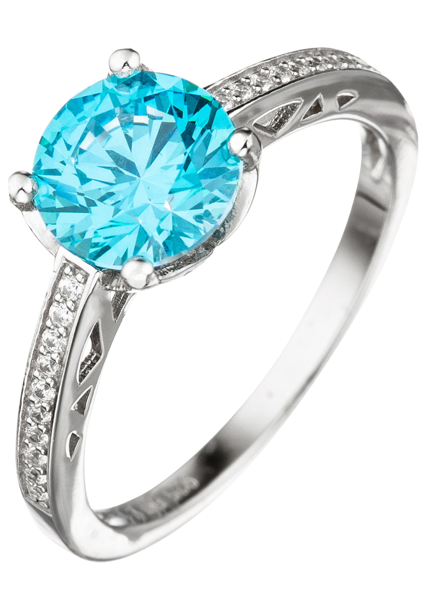 JOBO Damen Silberring "Ring blau türkis", 56, Silber 925 (Sterlingsilber)türkis, Silber 925 (Sterlingsilber), Fingerringe, 925 Silber mit 21 Zirkonia