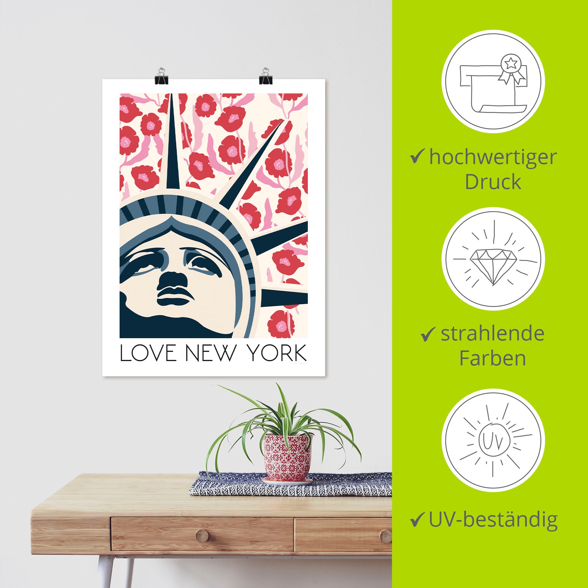 Artland Wandbild »Love New York« Elemente der Architektur 1 Stk. tlg. als Alubild, Leinwandbild, Poster, Wandaufkleber in verschied. Größen